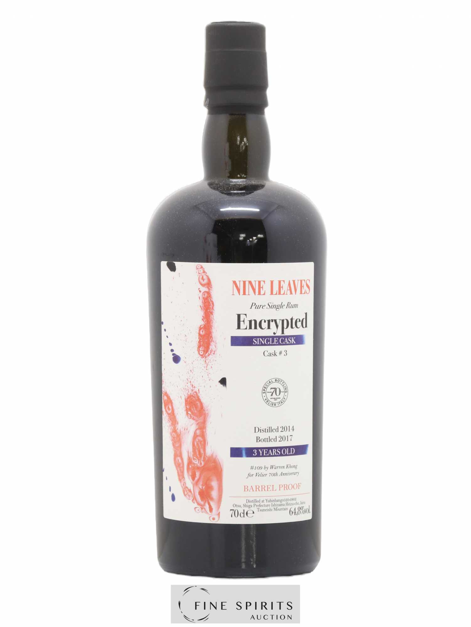 Nine Leaves 3 years 2014 Of. Encrypted Single Cask n°3 - bottled 2017 Velier 70th Anniversary - Lot de 1 bouteille - 1