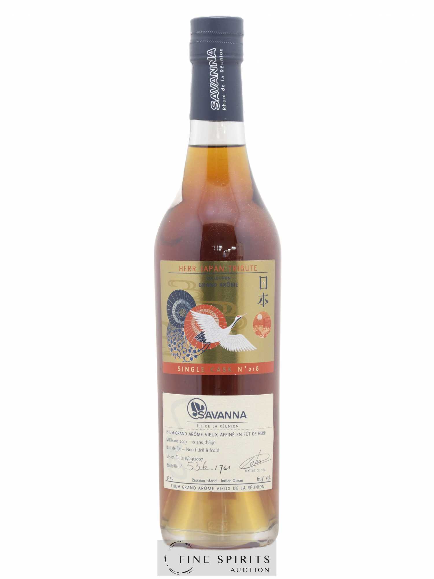 Savanna 10 years 2007 Of. Herr Japan Tribute Single Cask n°218 - One of 761 Grand Arôme 50cl - Lot de 1 bouteille - 1