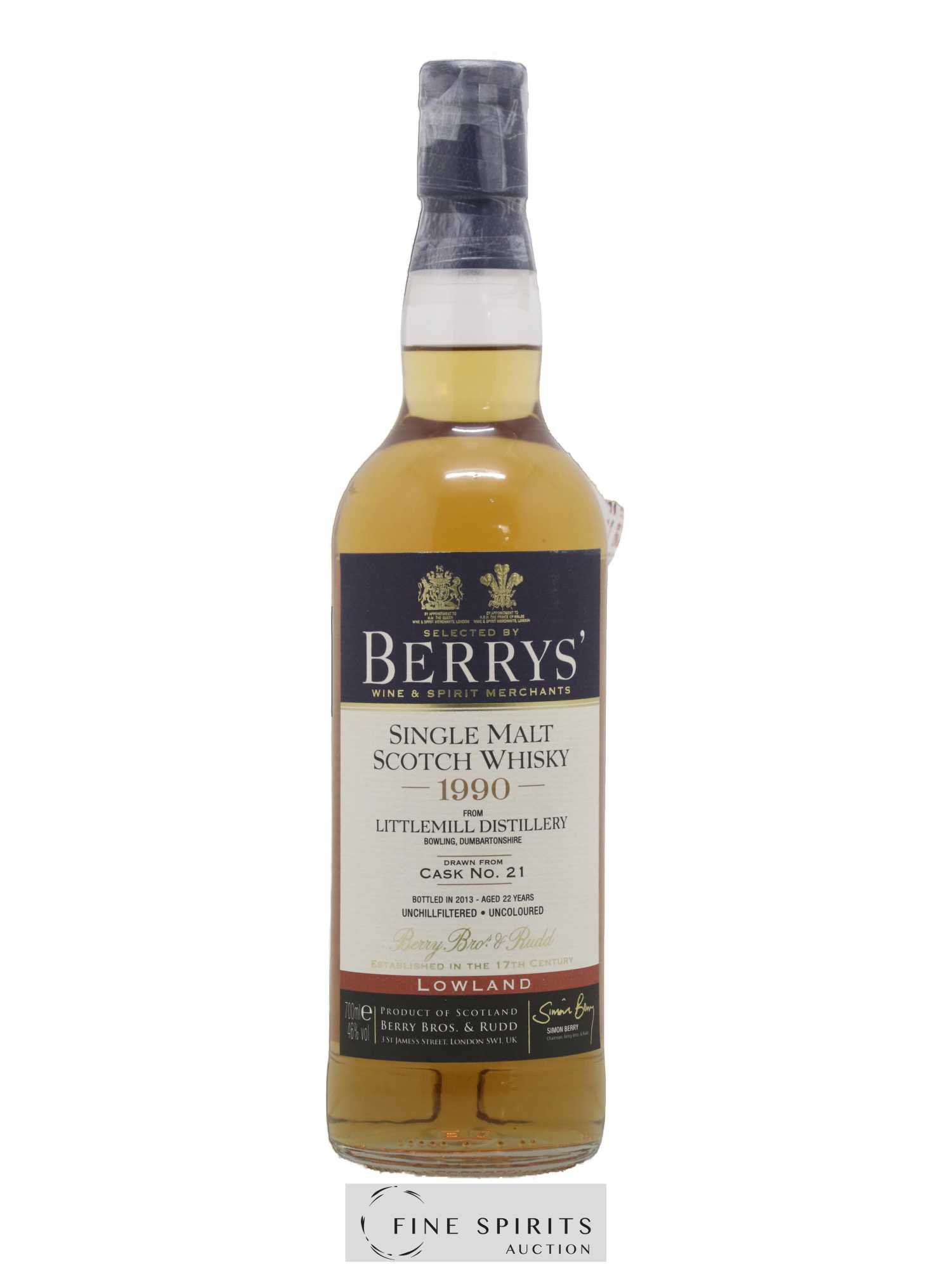 Littlemill 22 years 1990 Berry Bros & Rudd Cask n°21 - bottled 2013 Unchillfiltered - Lot de 1 bouteille - 0