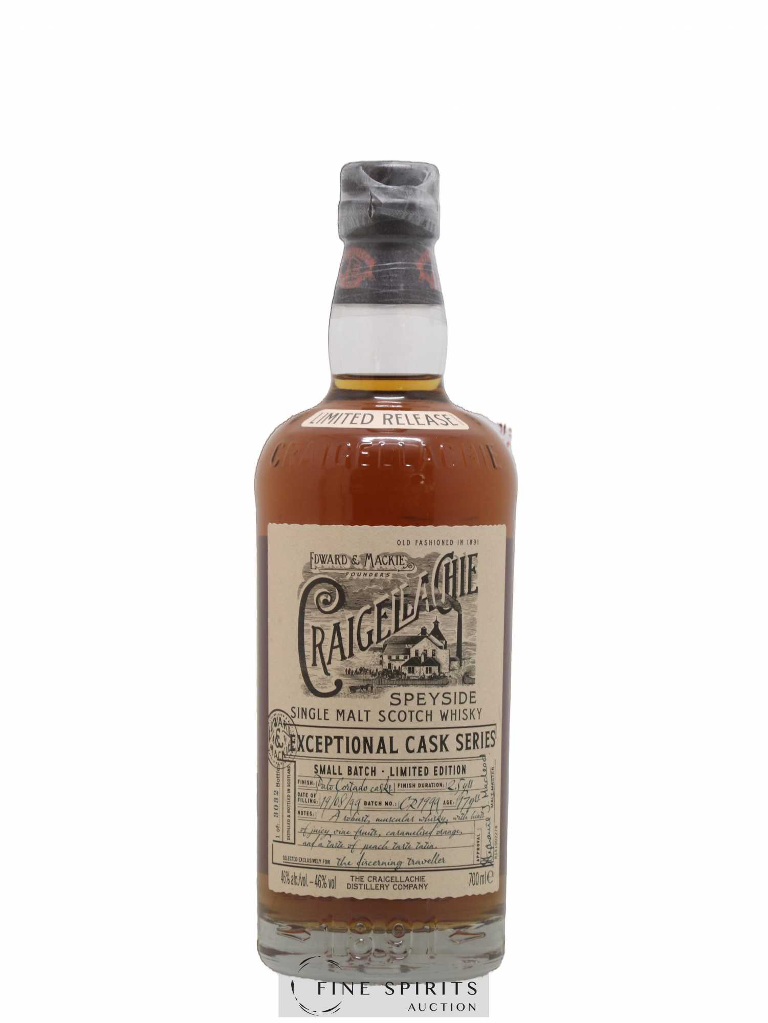 Craigellachie 17 years 1999 Of. Small Batch n°CR1999 - One of 3032 Exceptional Cask Series - Lot de 1 bouteille - 1