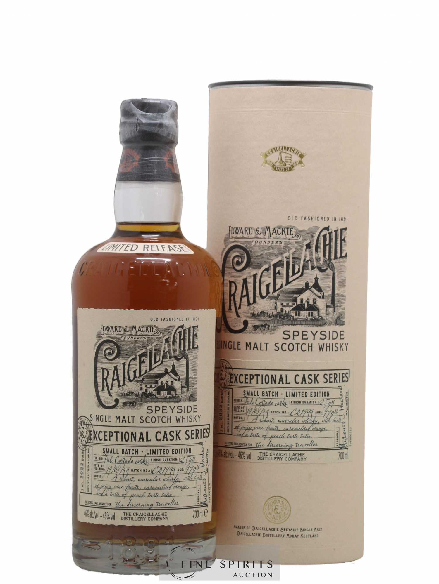 Craigellachie 17 years 1999 Of. Small Batch n°CR1999 - One of 3032 Exceptional Cask Series - Lot de 1 bouteille - 0
