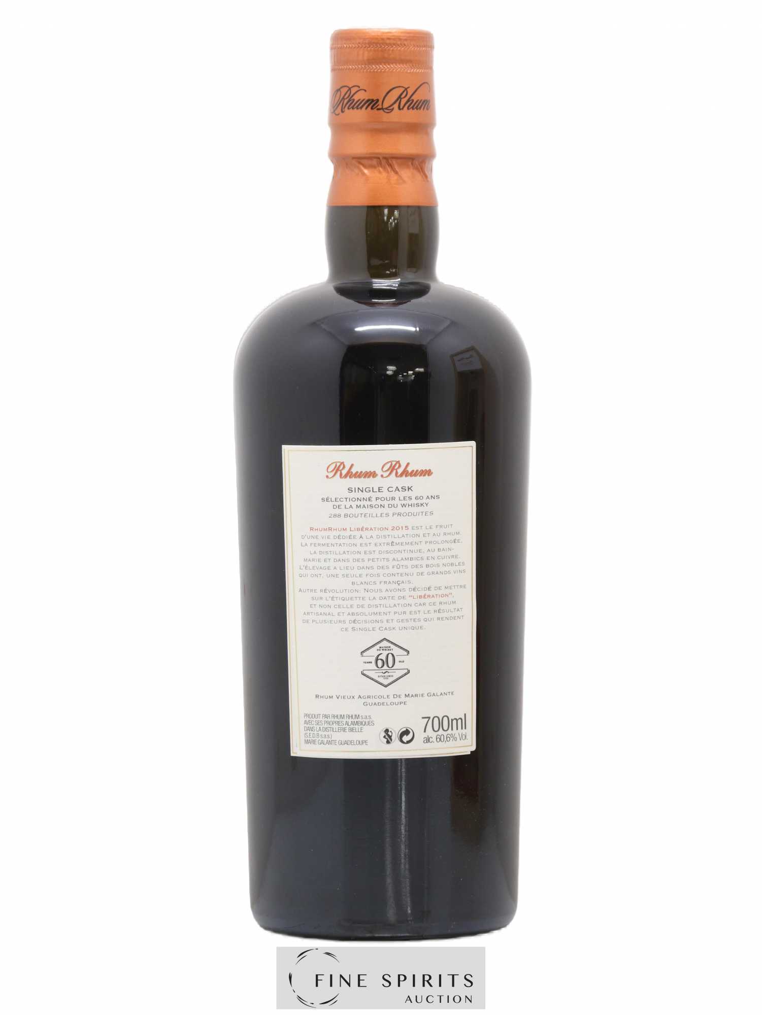Rhum Rhum Of. PMG - Maitre Capovilla Libération 2015 Single Cask - One of 288 LMDW 60th Anniversary Version Intégrale - Lot de 1 bouteille - 2