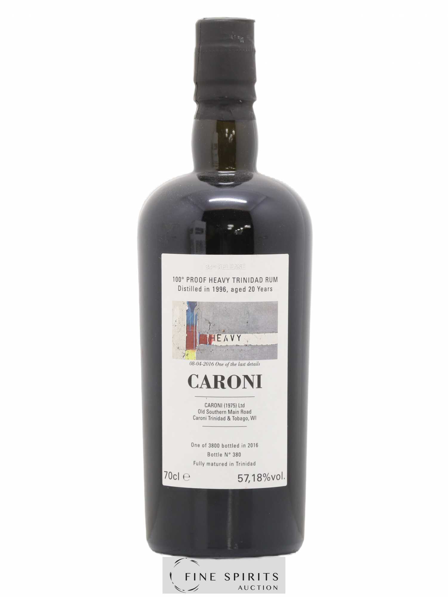 Caroni 20 years 1996 Velier The Heavy Wall 100° Proof 34th Release - One of 3800 - bottled 2016 Special Release - Lot de 1 bouteille - 1