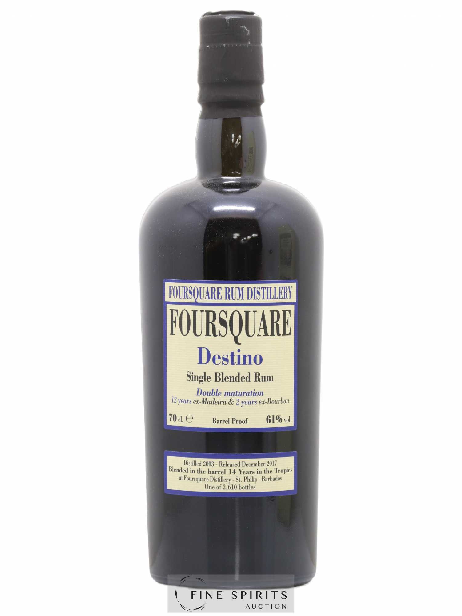 Foursquare 14 years 2003 Velier Destino Double Maturation - One of 2610 - bottled 2017 - Lot de 1 bouteille - 1