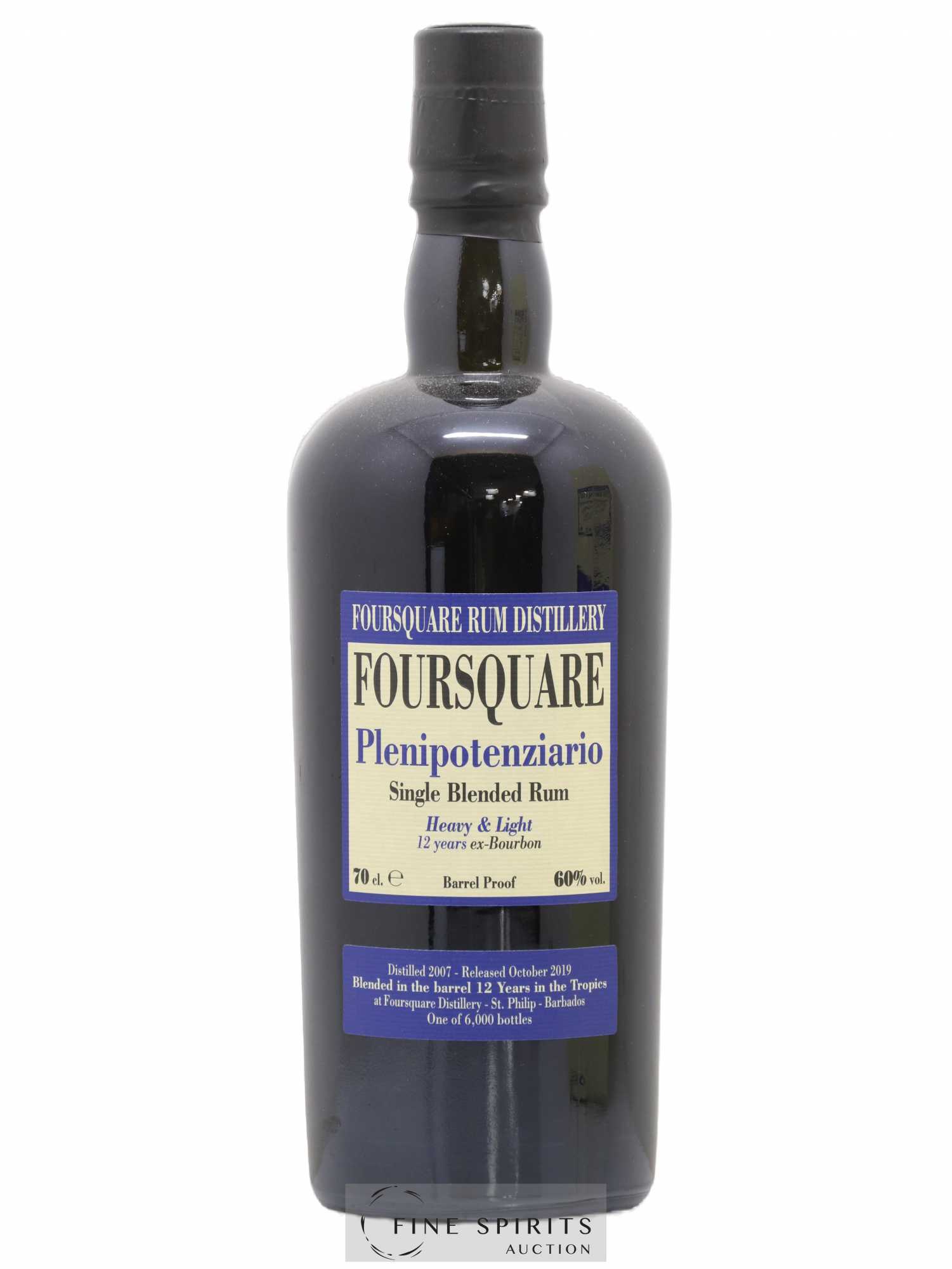 Foursquare 12 years 2007 Velier Plenipotenziario Barrel Proof - One of 6000 - bottled 2019 - Lot de 1 bouteille - 1