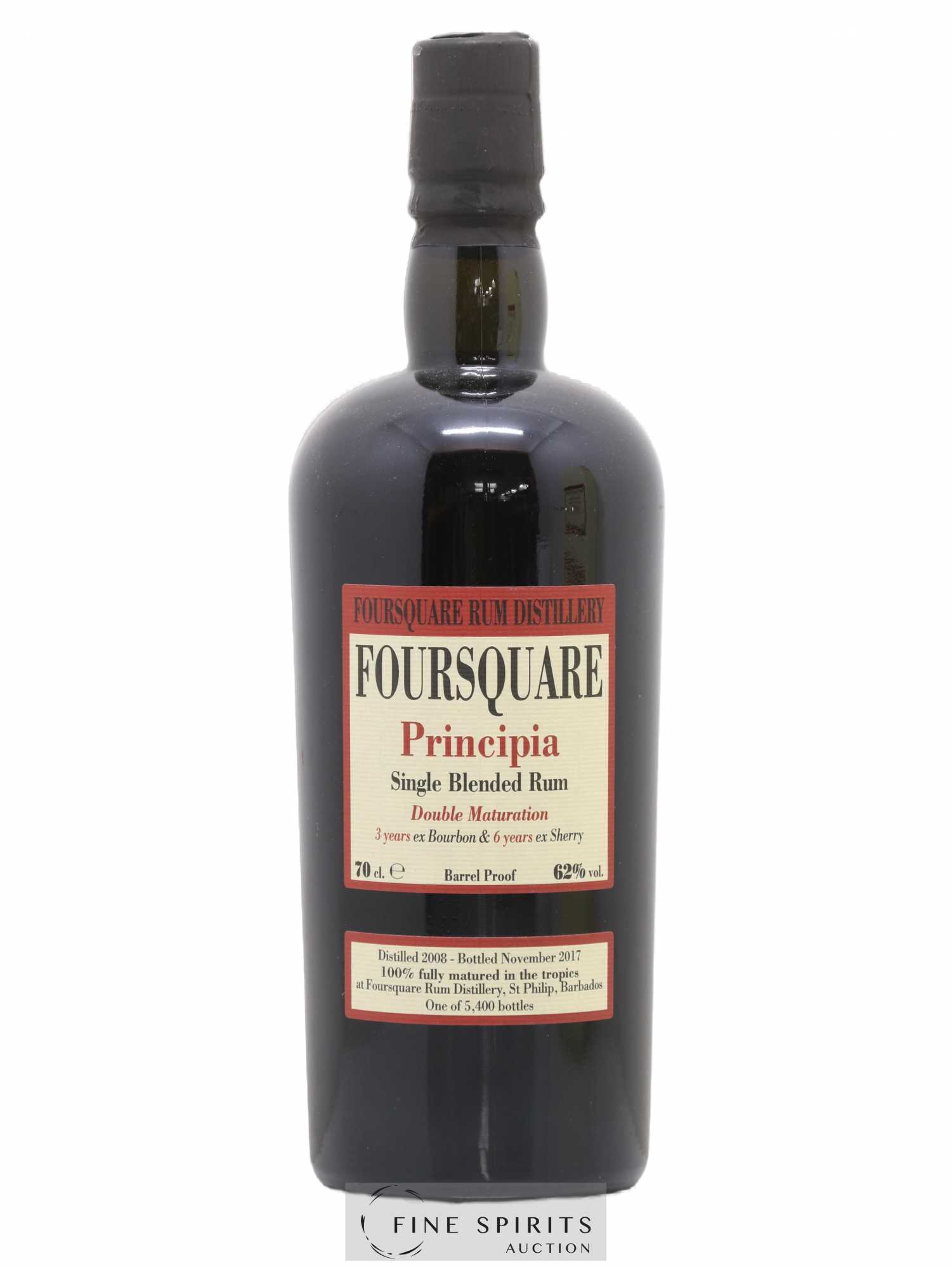 Foursquare 9 years 2008 Velier Principia Barrel Proof - One of 5400 - bottled 2017 Double Maturation - Lot de 1 bouteille - 1