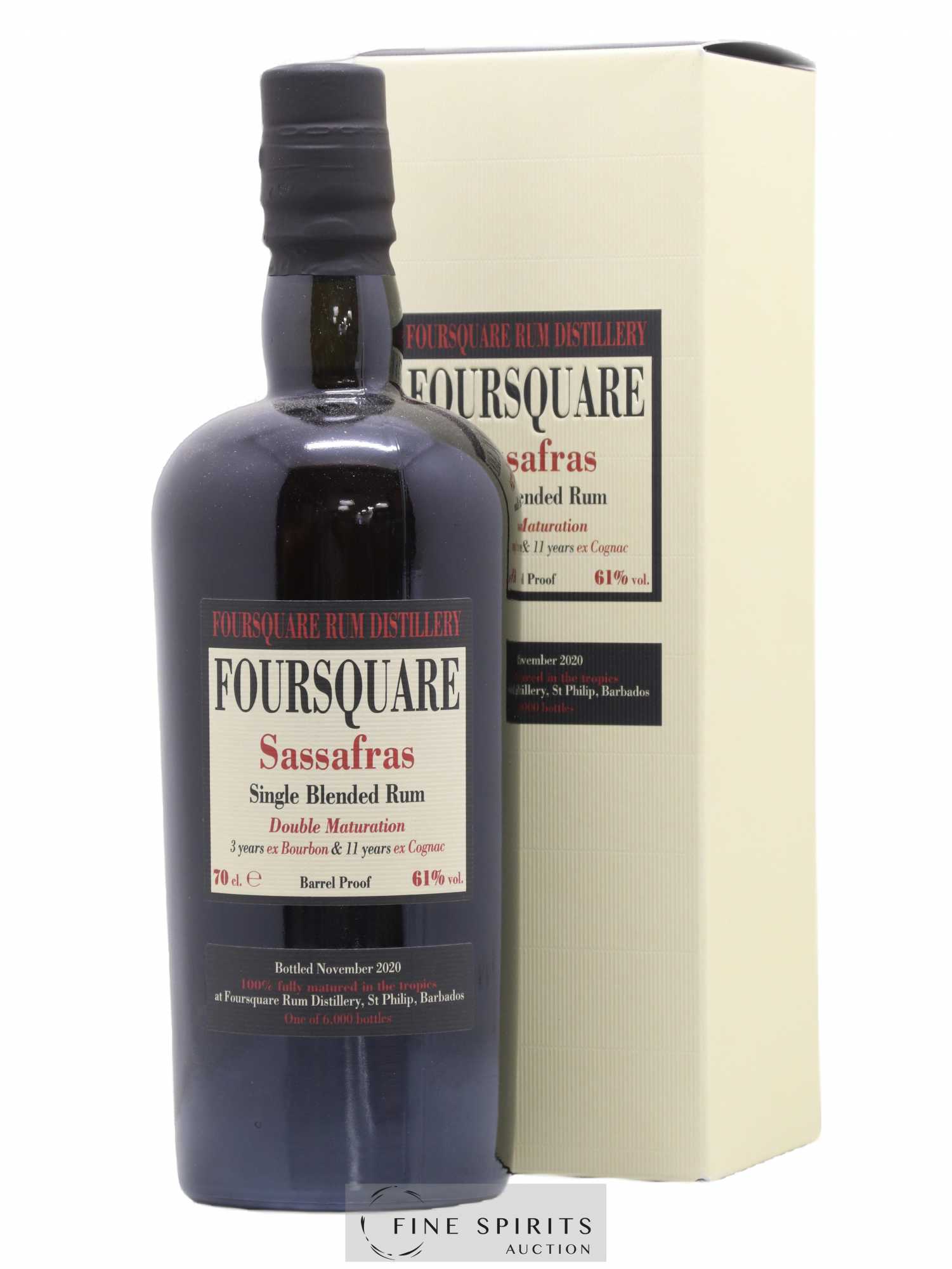 Foursquare Of. Sassafras Barrel Proof - One of 6000 - bottled 2020 Double Maturation - Lot de 1 bouteille - 0