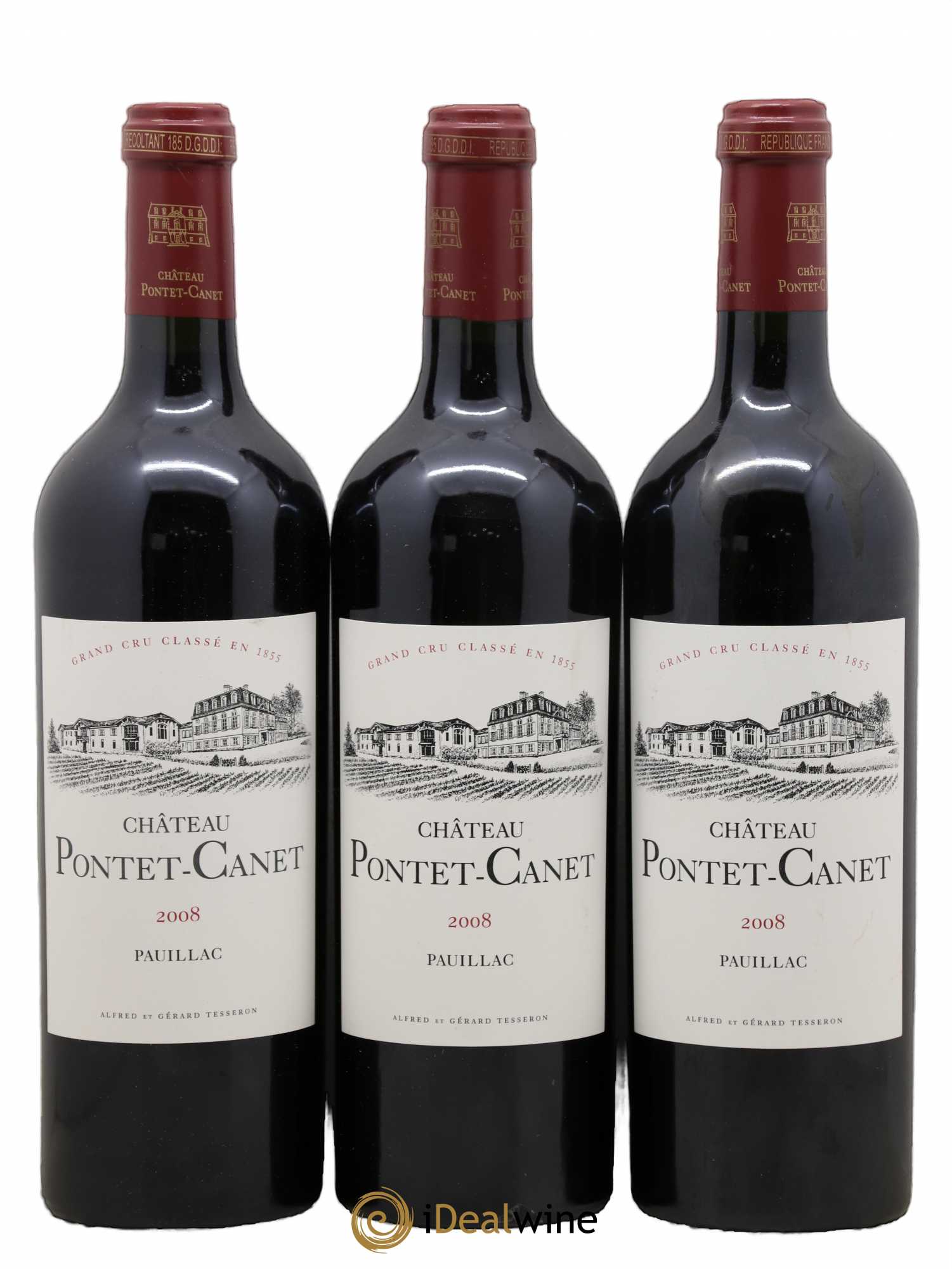 Château Pontet Canet 5ème Grand Cru Classé 2008 - Lot de 3 bouteilles - 0