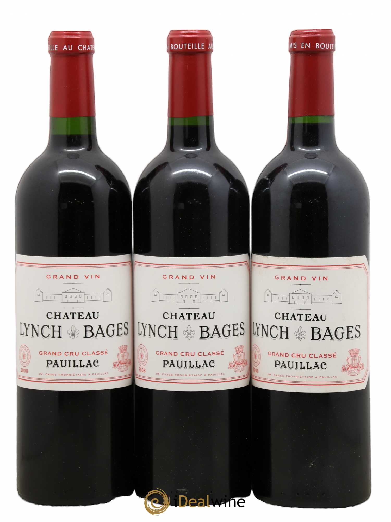 Château Lynch Bages 5ème Grand Cru Classé 2008 - Lot de 3 bouteilles - 0