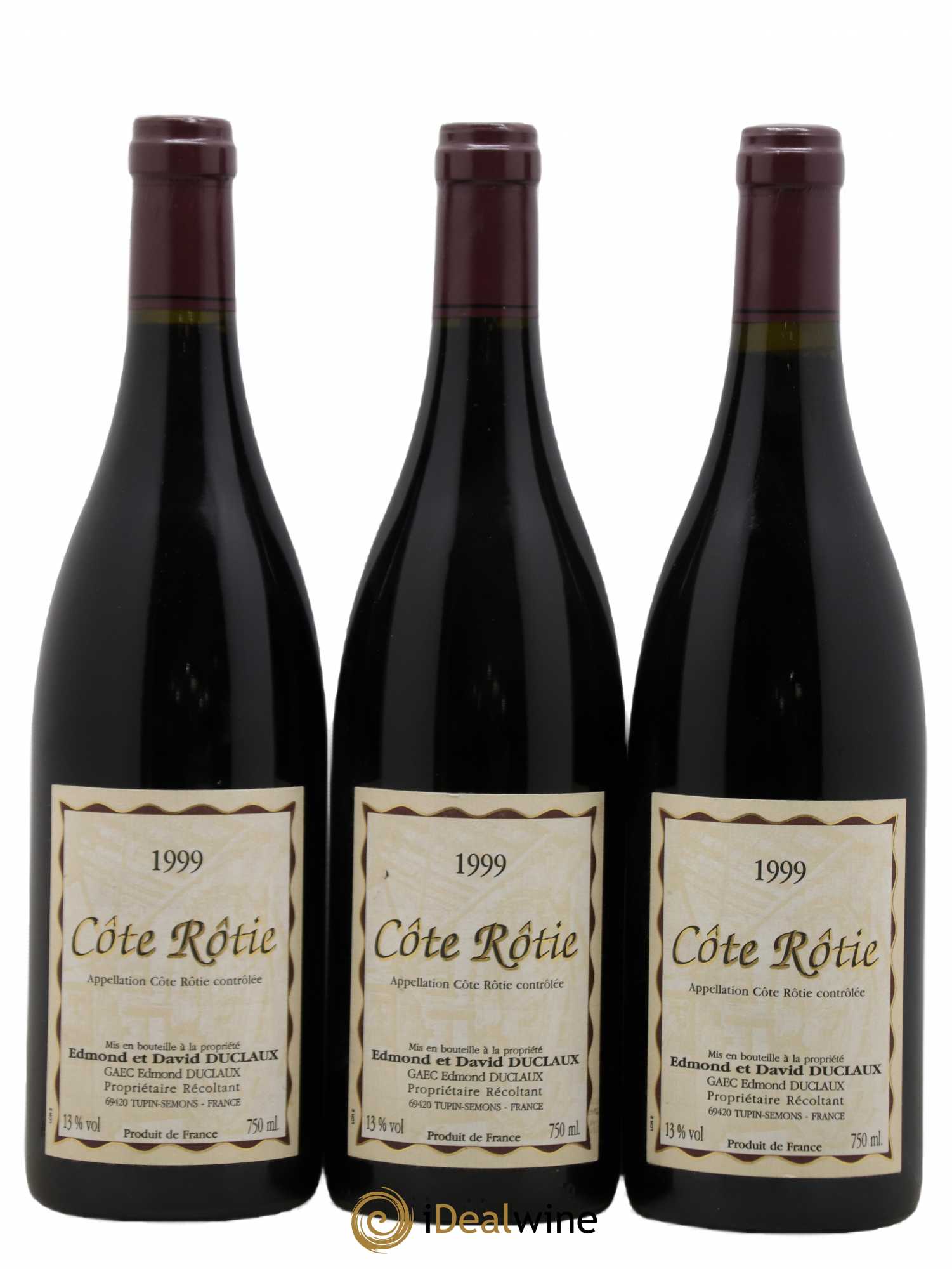 Côte-Rôtie Domaine Edmond Et David Duclaux 1999 - Posten von 3 Flaschen - 0