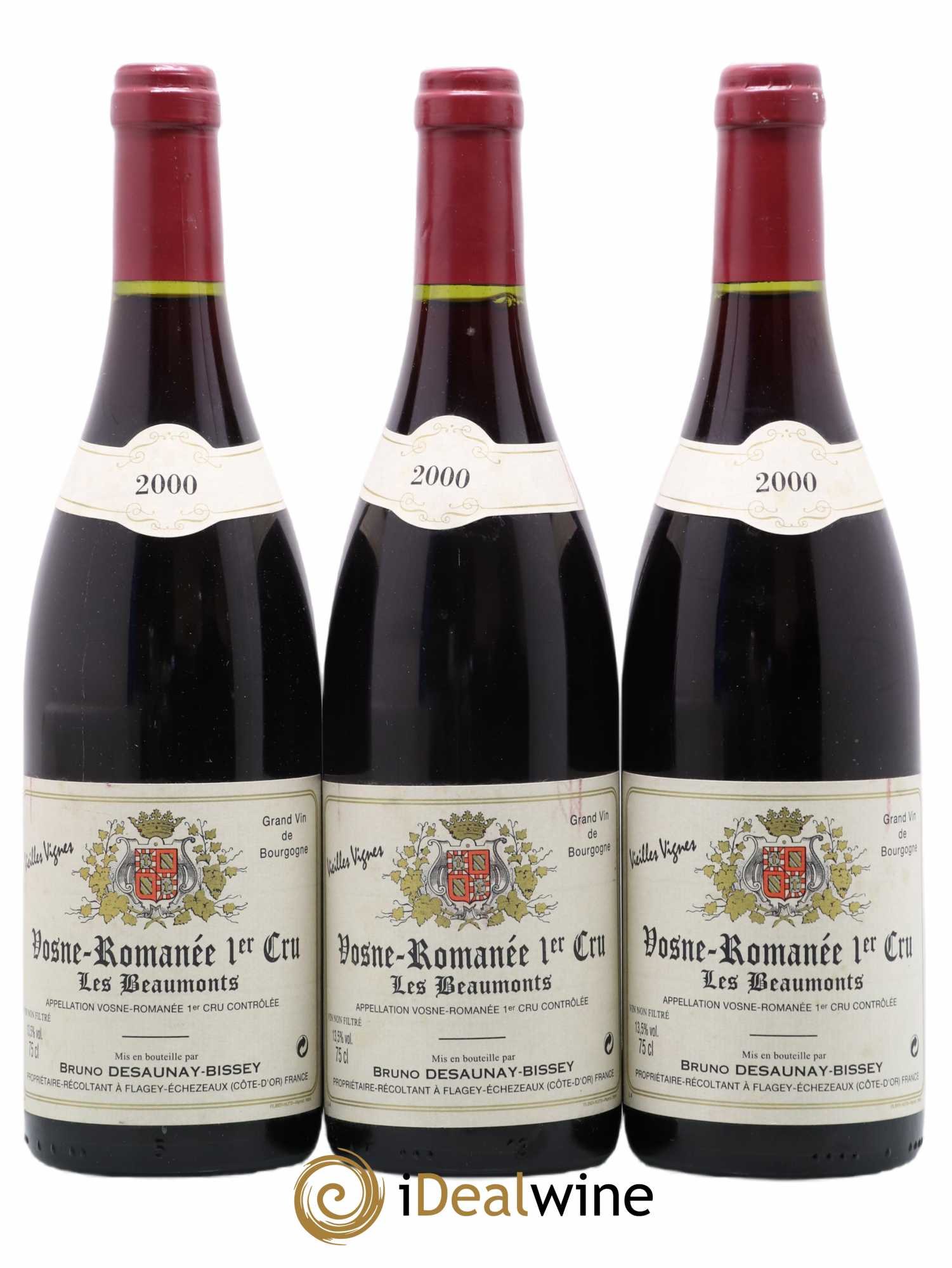 Vosne-Romanée 1er Cru Les Beaux Monts Vieilles Vignes Bruno Desauney-Bissey 2000 - Lot de 3 bouteilles - 0
