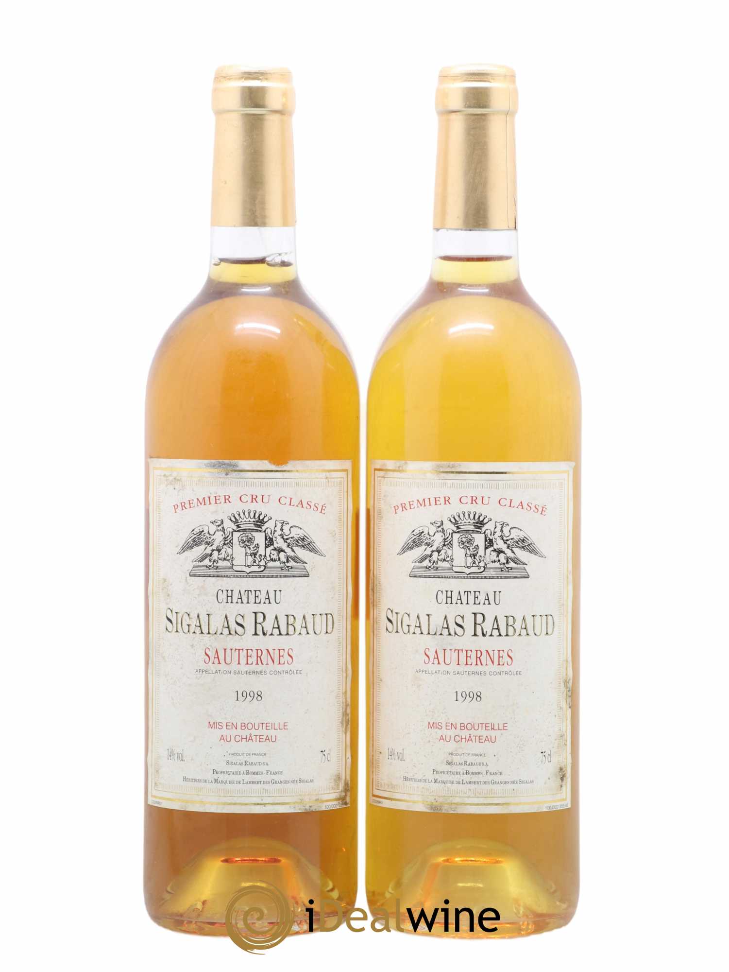 Château Sigalas Rabaud 1er Grand Cru Classé (senza prezzo di riserva) 1998 - Lotto di 2 bottiglie - 0