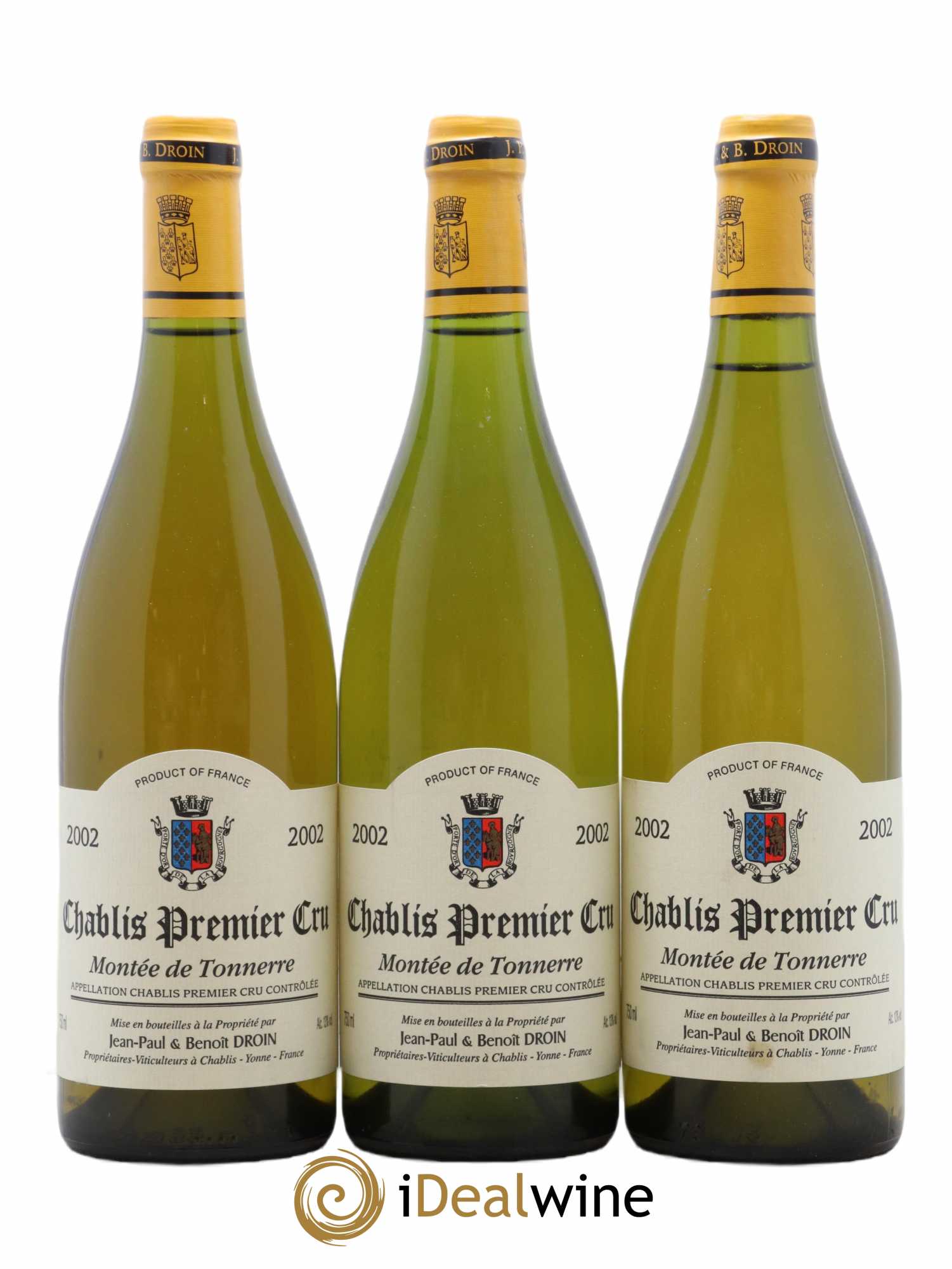 Chablis 1er Cru Montée de Tonnerre Jean-Paul & Benoît Droin (Domaine) 2002 - Lot de 3 bouteilles - 0
