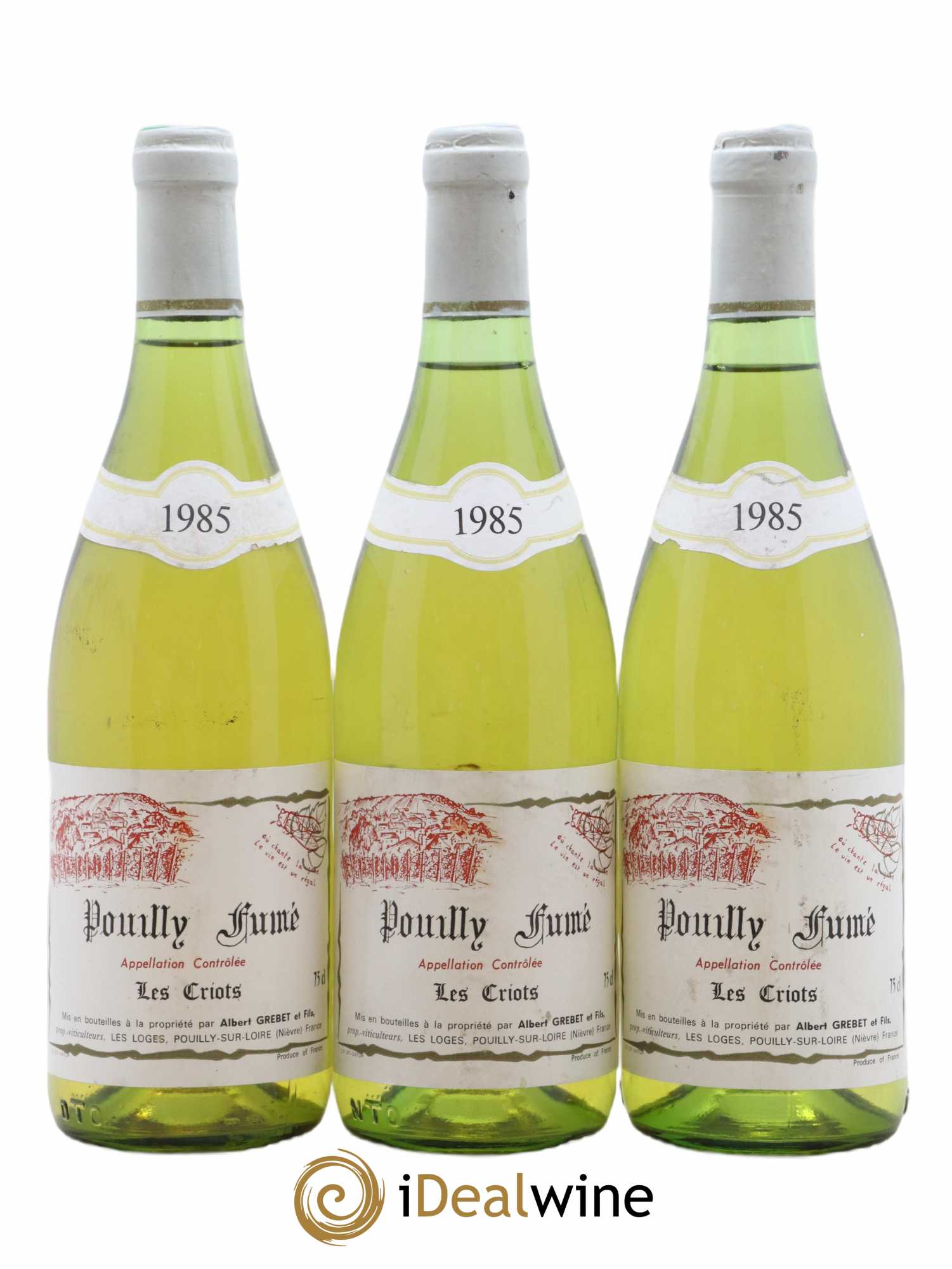 Pouilly-Fumé Les Criots Domaine Albert Grebet 1985 - Posten von 3 Flaschen - 0