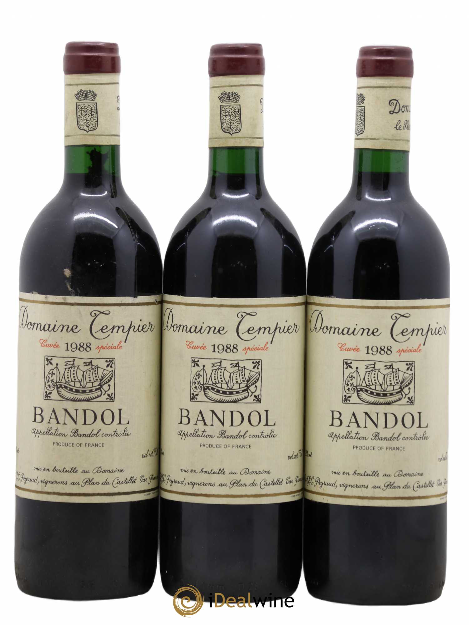 Bandol Domaine Tempier Cuvée spéciale Famille Peyraud 1988 - Lot de 3 bouteilles - 0
