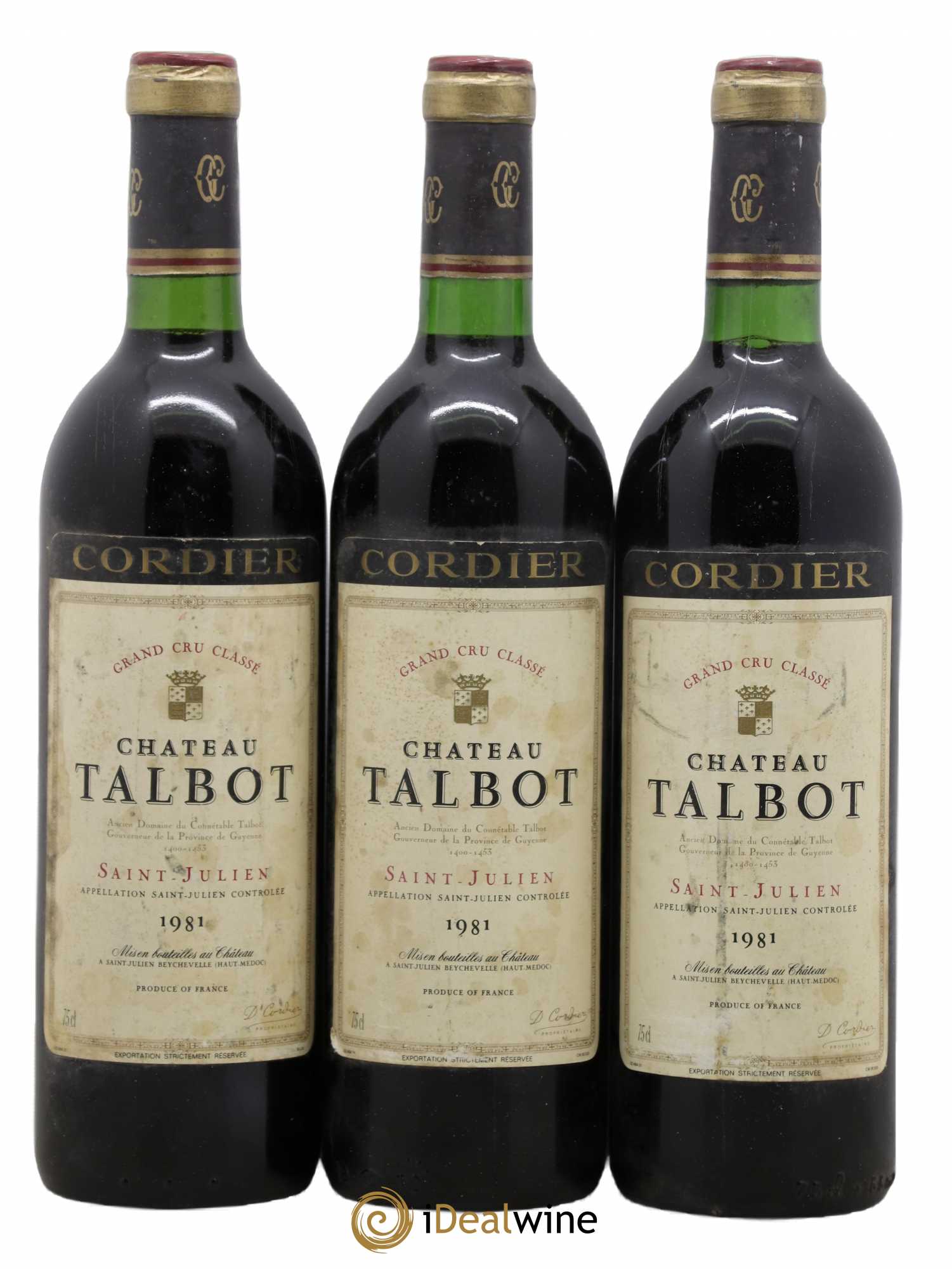 Château Talbot 4ème Grand Cru Classé 1981 - Lot de 3 bouteilles - 0