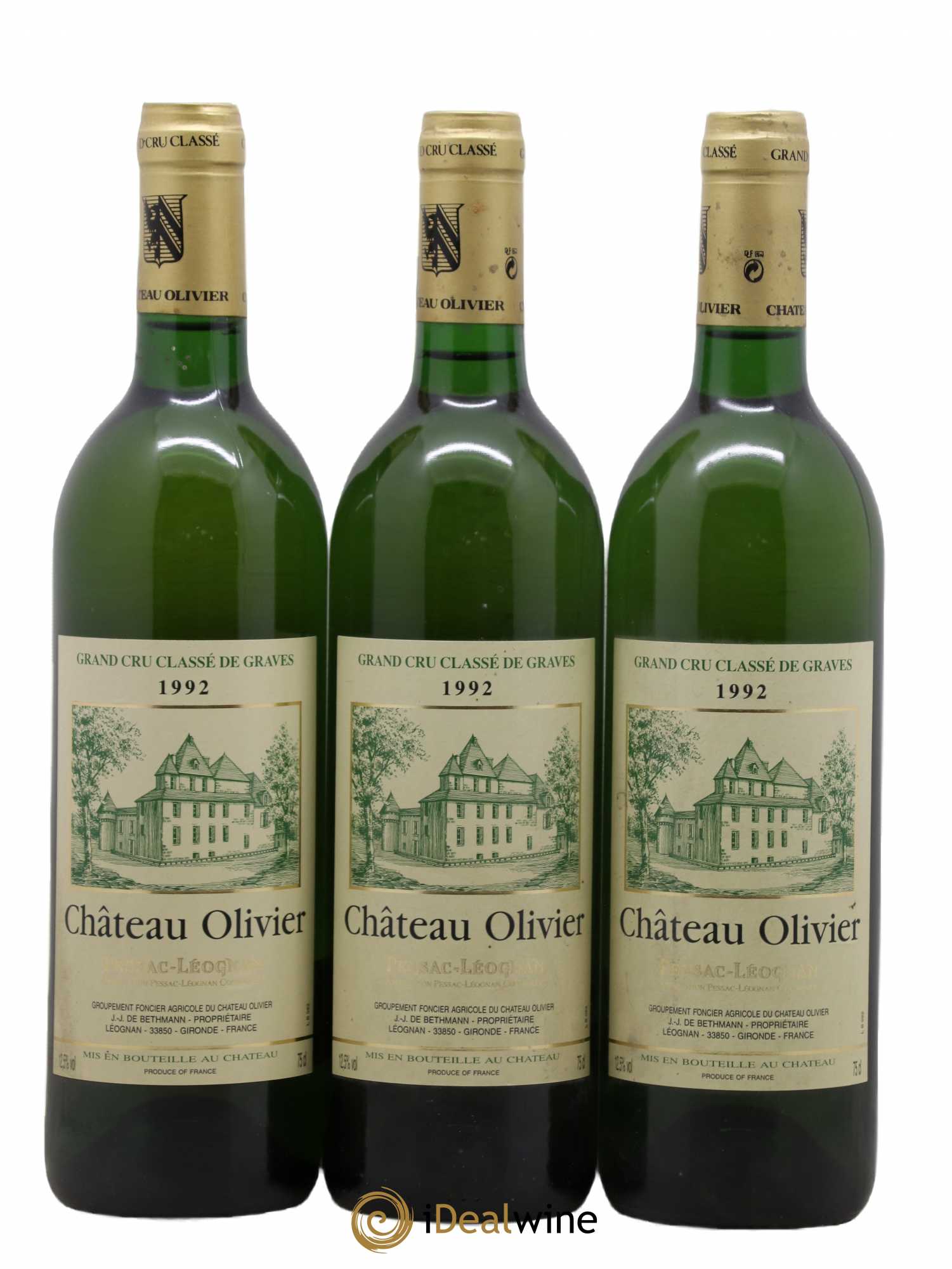 Château Olivier Cru Classé de Graves 1992 - Lot de 3 bouteilles - 0