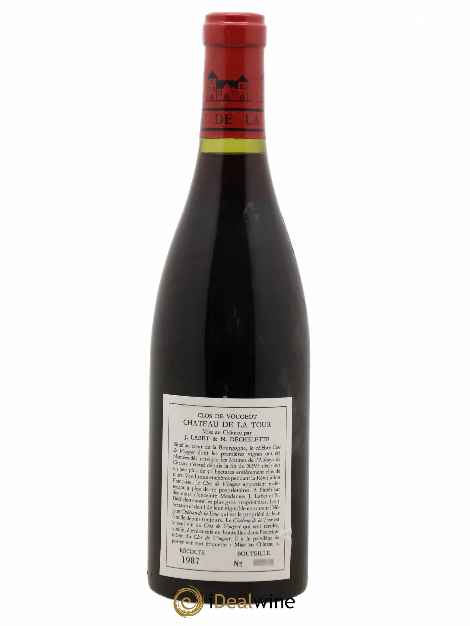 Clos de Vougeot Grand Cru Vieilles Vignes Château de La Tour 1987 - Lot de 1 bouteille - 1