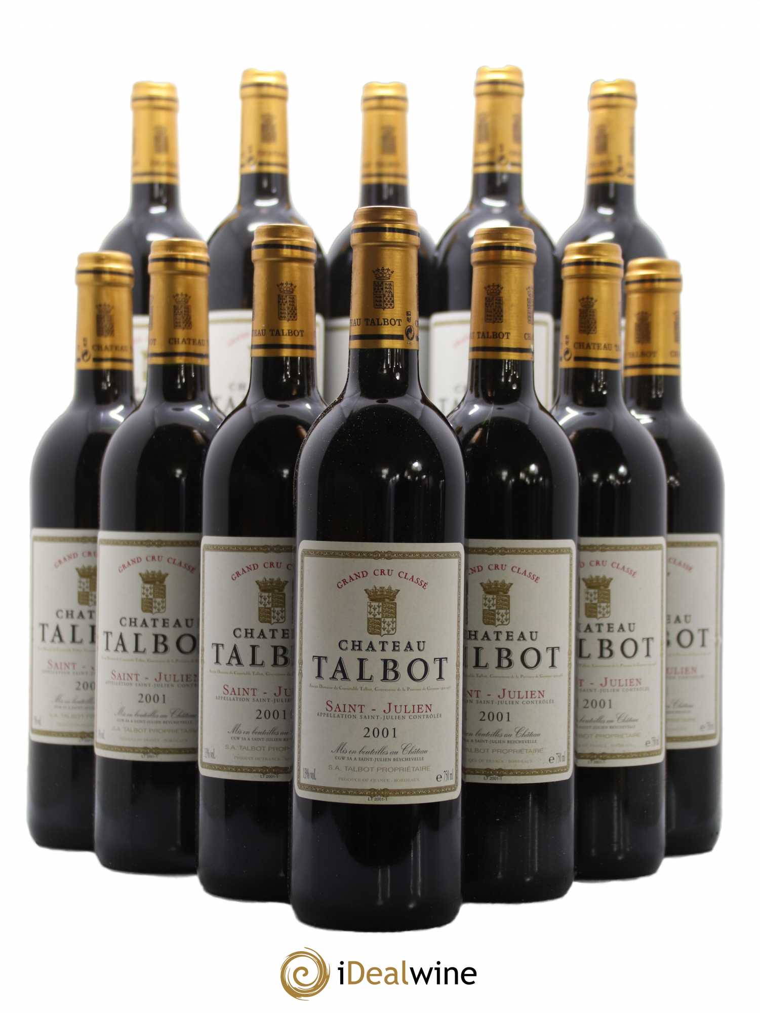 Château Talbot 4ème Grand Cru Classé 2001 - Lot de 12 bouteilles - 0