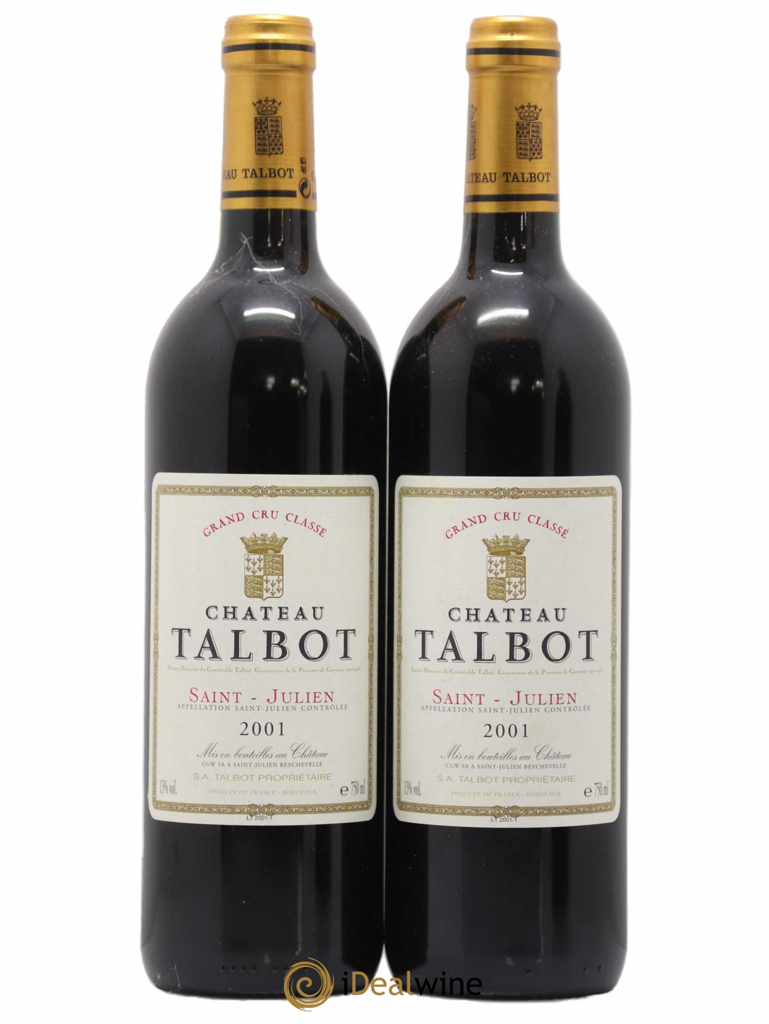 Château Talbot 4ème Grand Cru Classé 2001 - Lot de 2 bouteilles - 0