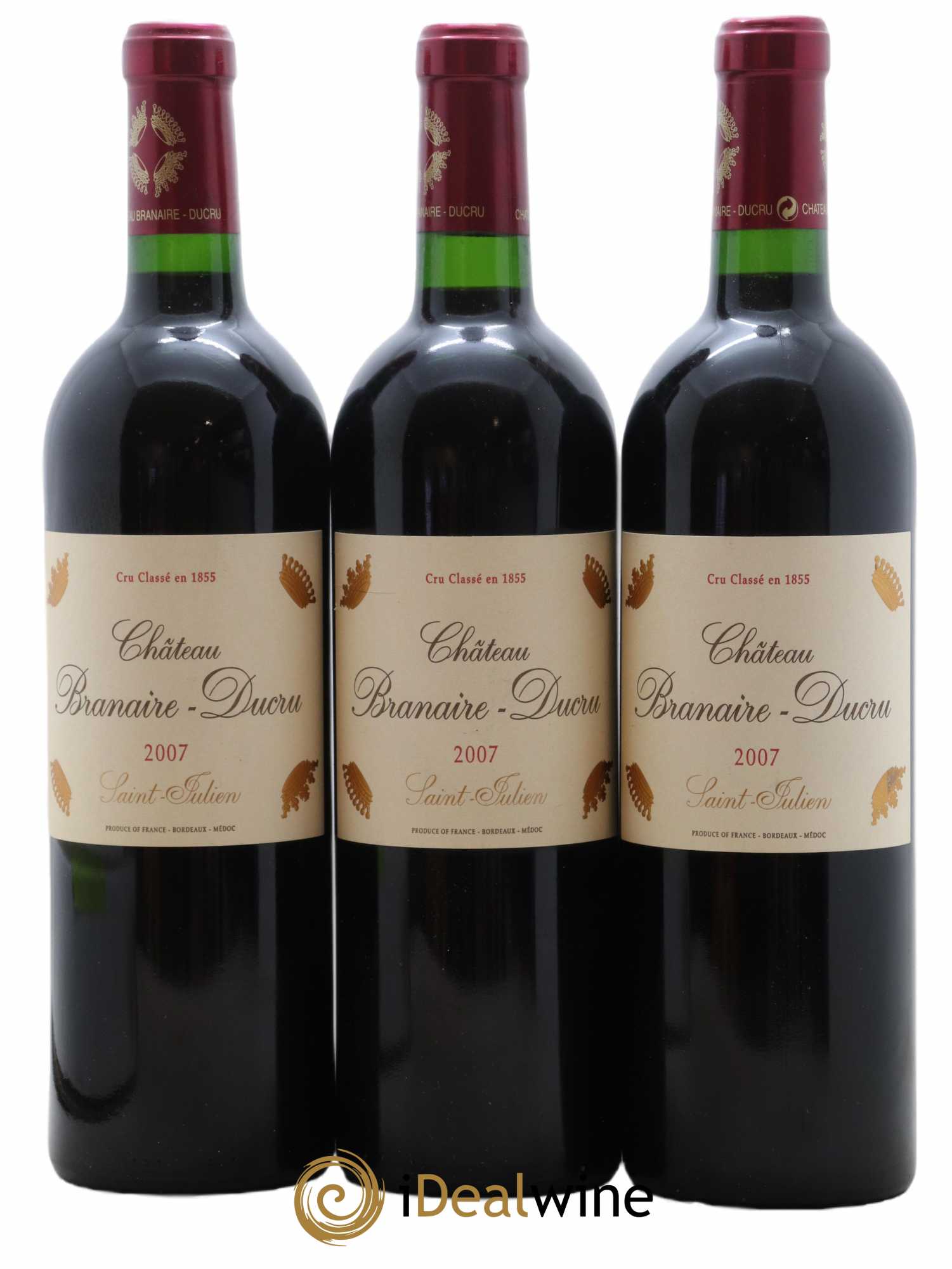 Château Branaire Ducru 4ème Grand Cru Classé 2007 - Lot of 3 bottles - 0