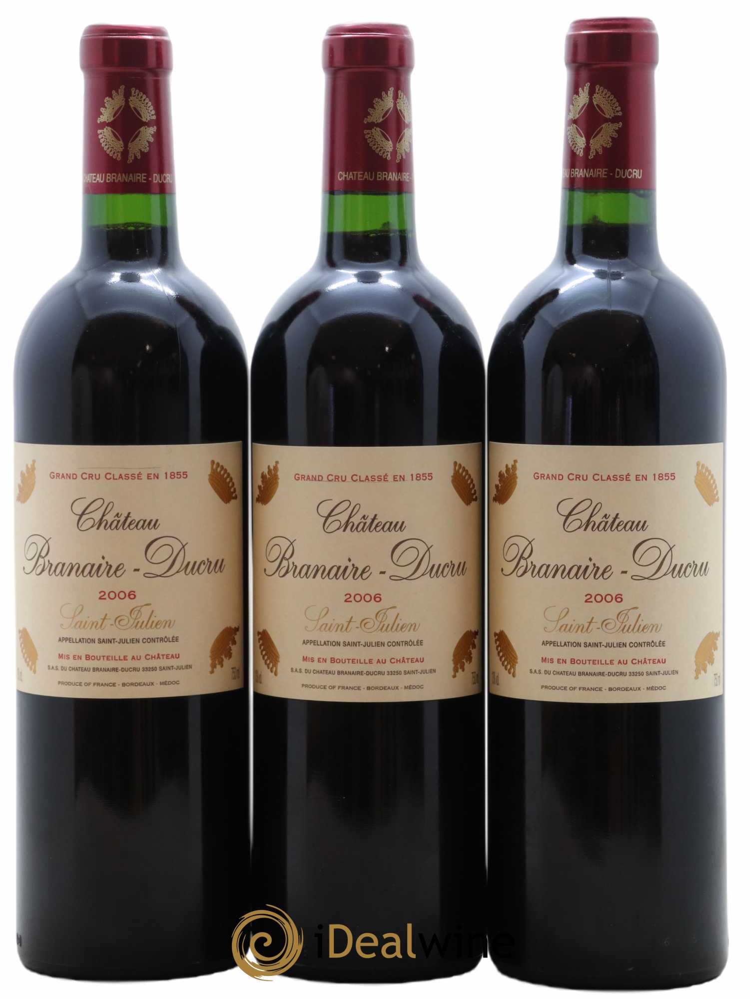 Château Branaire Ducru 4ème Grand Cru Classé 2006 - Lot of 3 bottles - 0