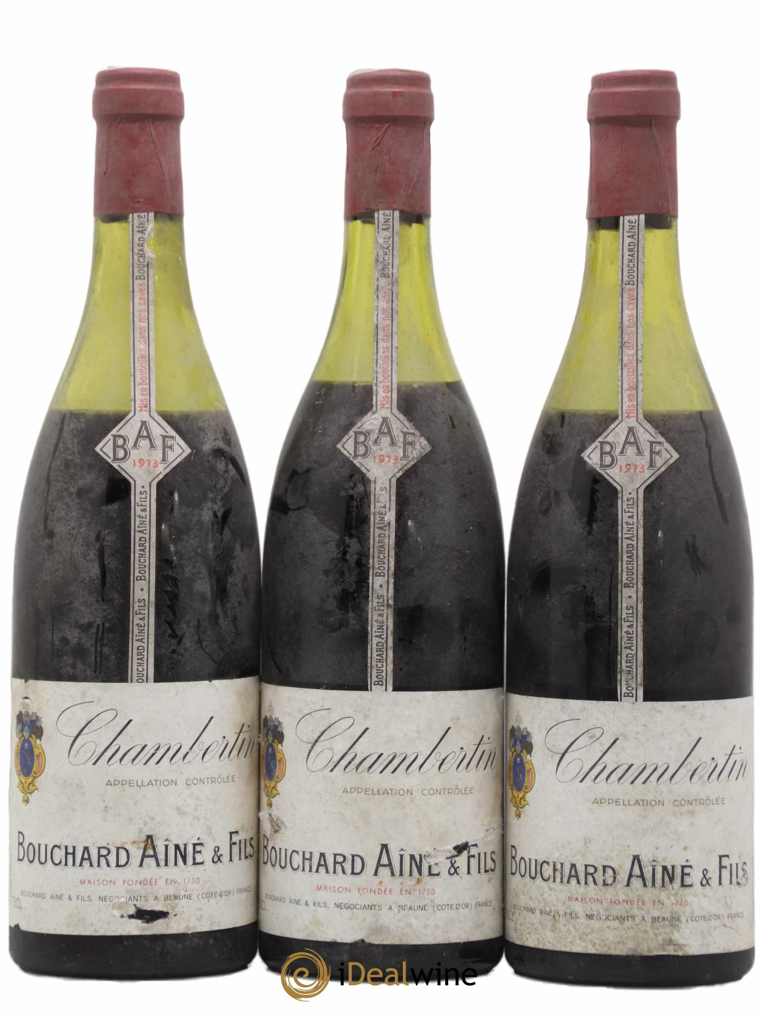 Chambertin Grand Cru Bouchard Ainé et Fils 1973 - Lot de 3 bouteilles - 0