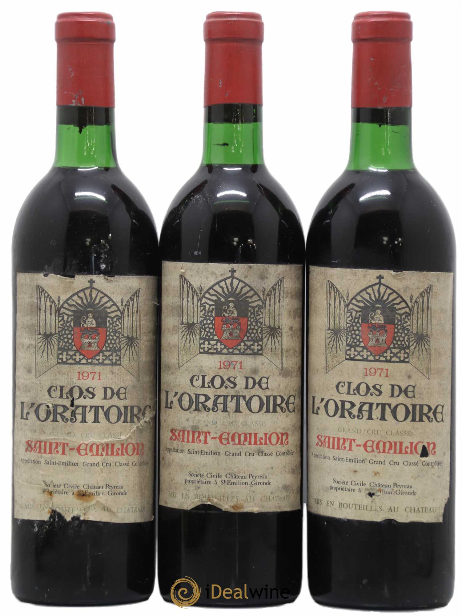 Clos de l'Oratoire Grand Cru Classé 1971 - Lot de 3 bouteilles - 0