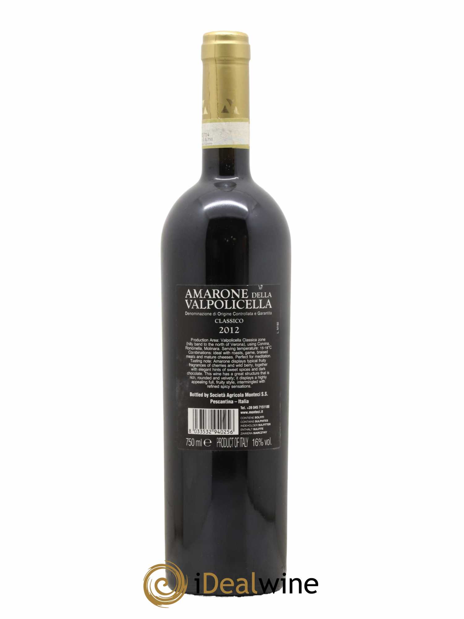 Amarone della Valpolicella DOC Classico Montesi 2012 - Lot de 1 bouteille - 1