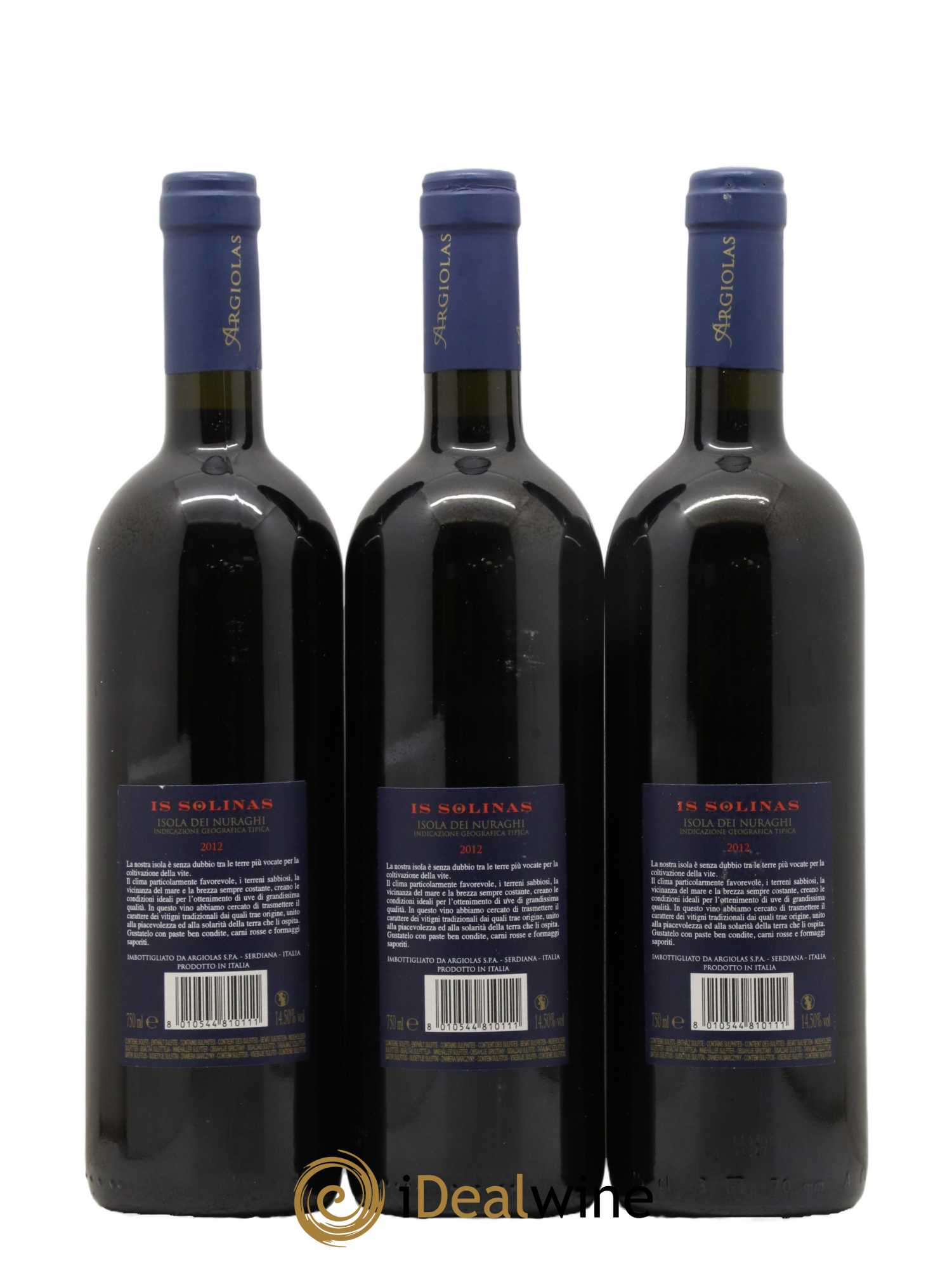Italie Isola Del Nuraghi Argiolas 2012 - Lot de 3 bouteilles - 1