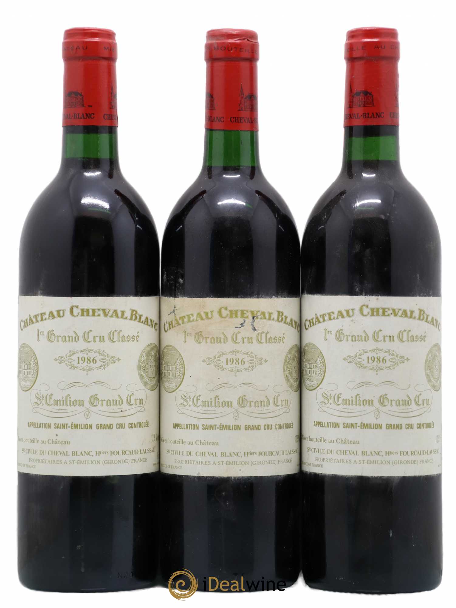 Château Cheval Blanc 1er Grand Cru Classé A 1986 - Lot de 3 bouteilles - 0