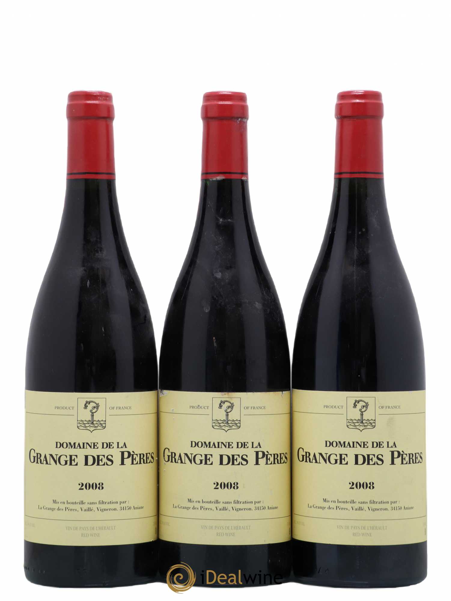 Pays d'Hérault Grange des Pères Laurent Vaillé 2008 - Lot de 3 bouteilles - 0