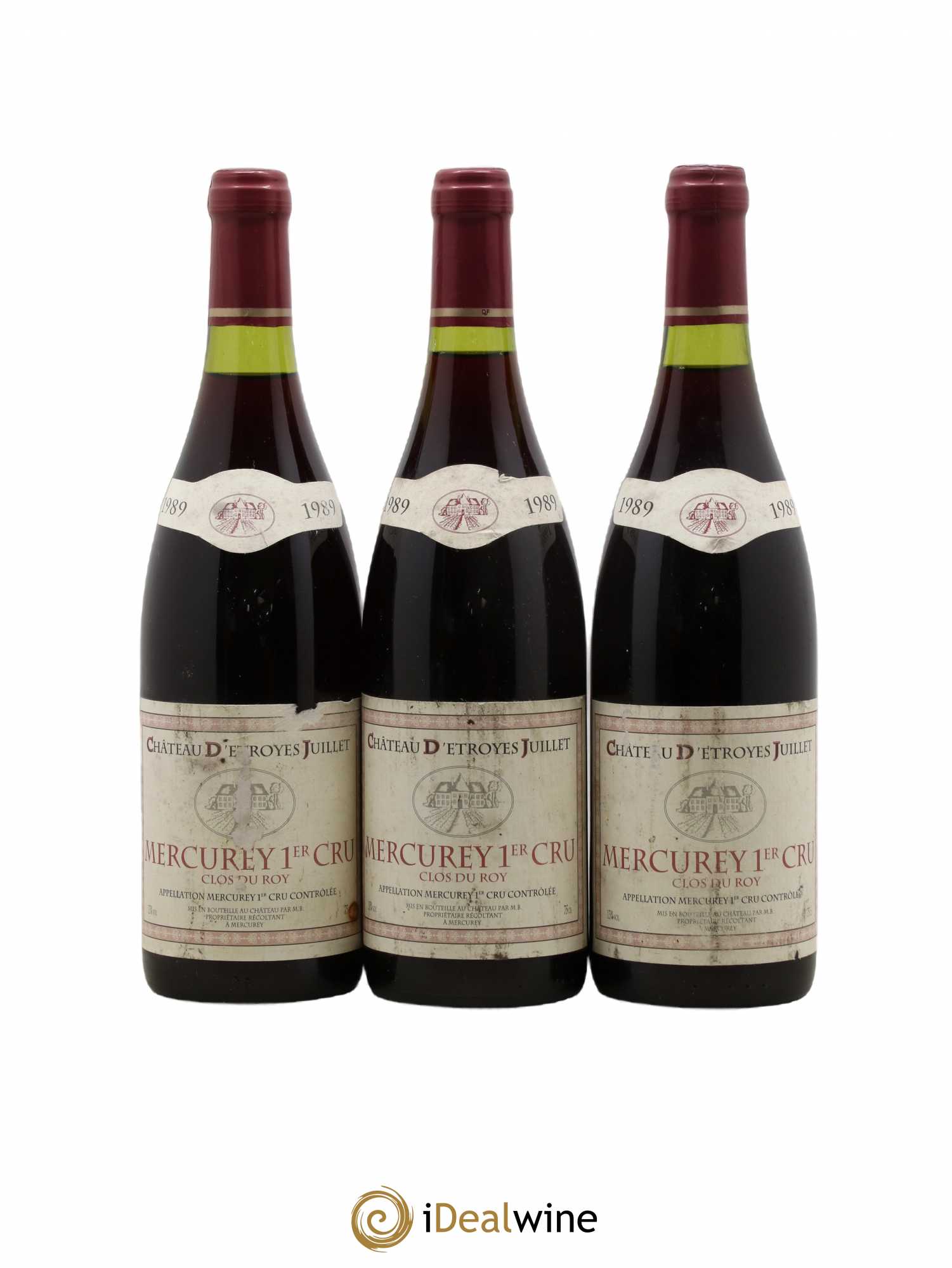 Mercurey 1er Cru Clos Du Roy Château D'Etroyes Juillet 1989 - Posten von 3 Flaschen - 0