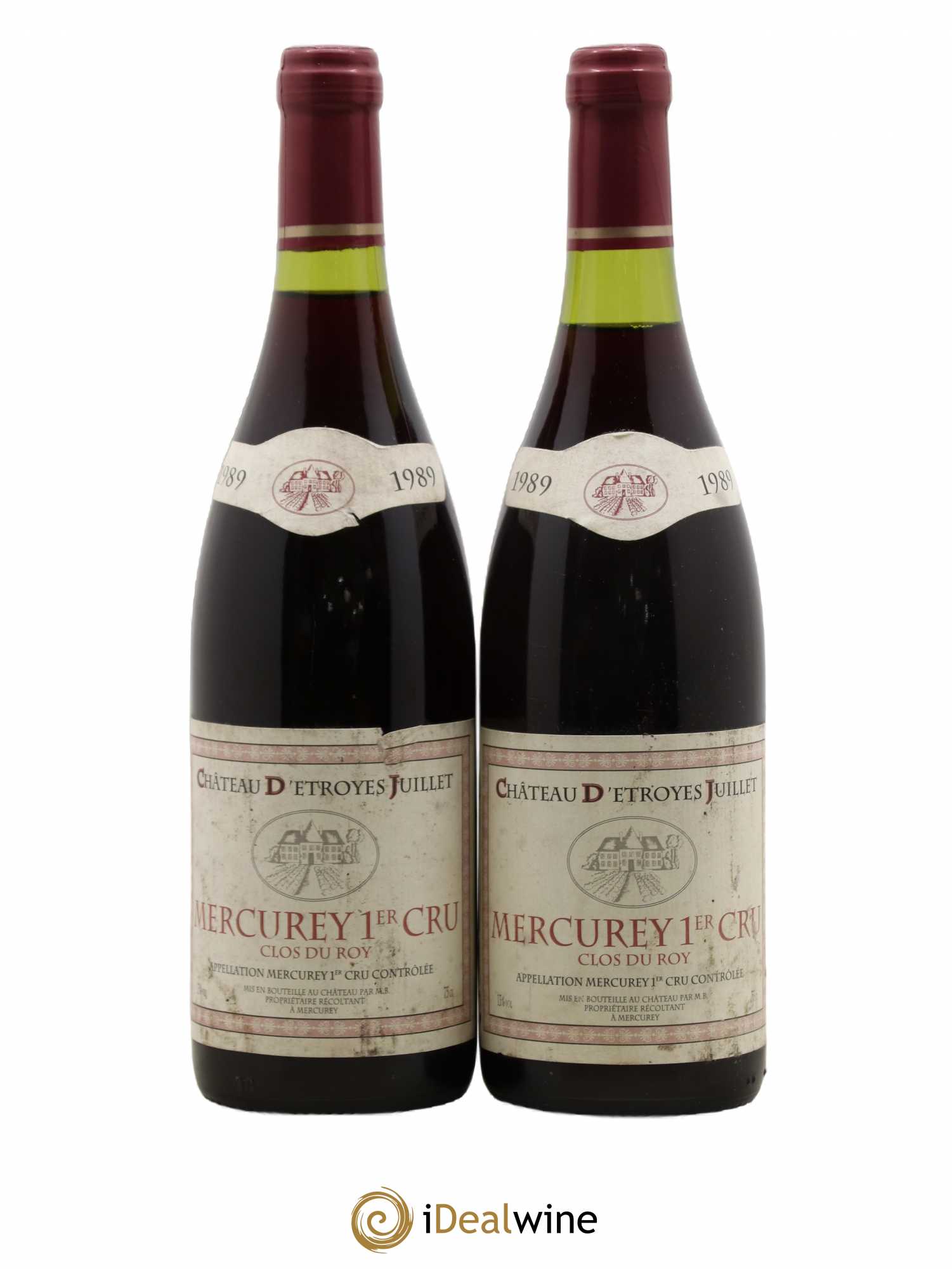Mercurey 1er Cru Clos Du Roy Château D'Etroyes Juillet 1989 - Posten von 2 Flaschen - 0