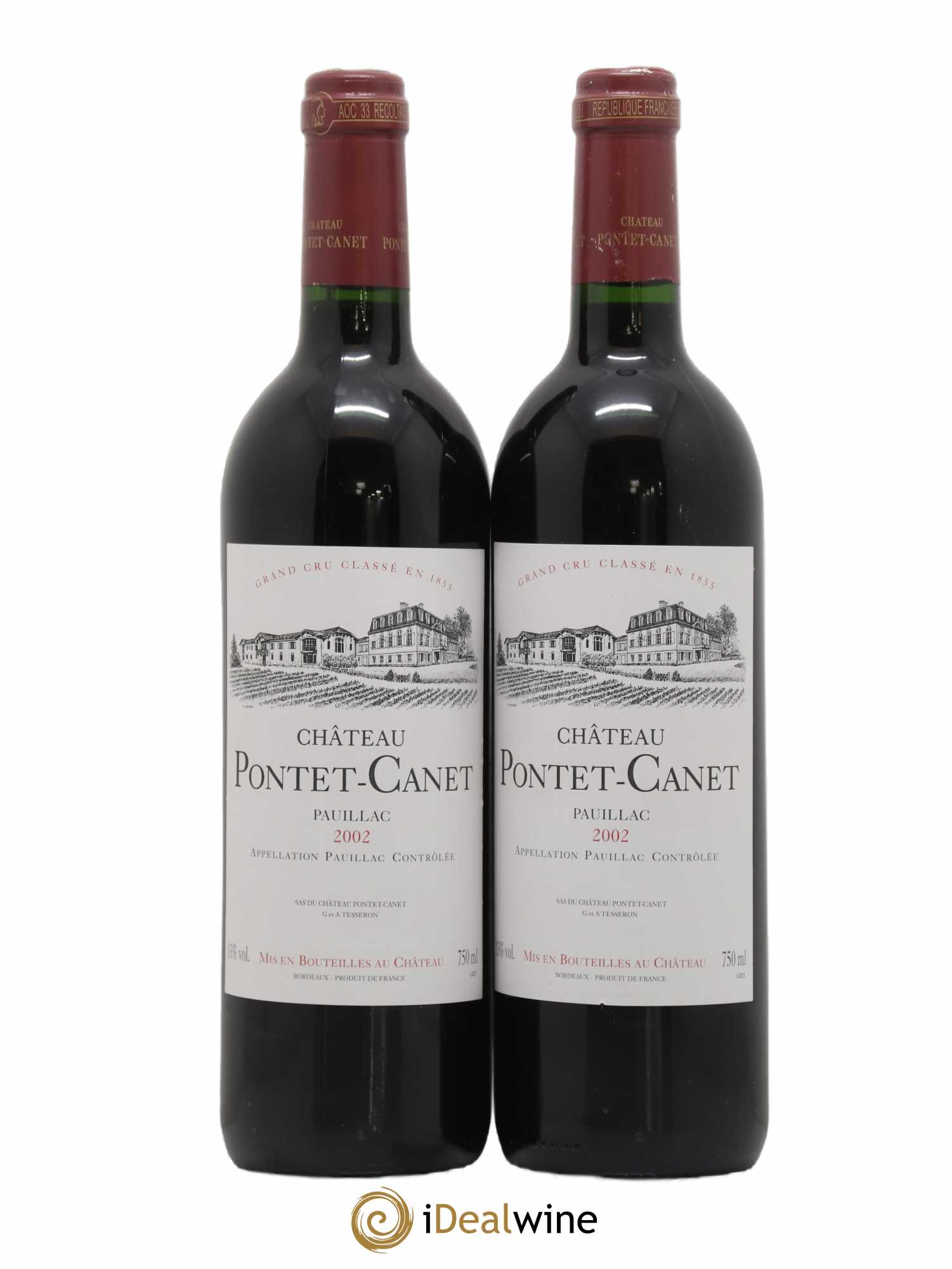 Château Pontet Canet 5ème Grand Cru Classé 2002 - Lot de 2 bouteilles - 0