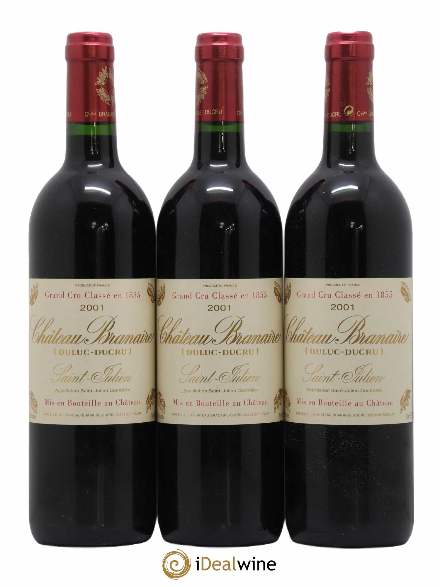Château Branaire Ducru 4ème Grand Cru Classé 2001 - Lot de 3 bouteilles - 0