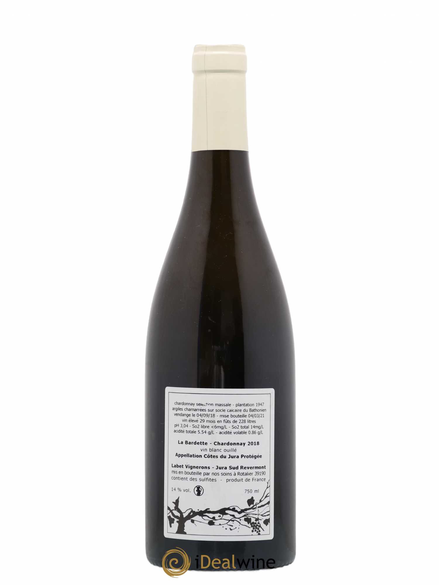 Côtes du Jura Chardonnay La Bardette Romain - Julien - Charline Labet 2018 - Lot de 1 bouteille - 1