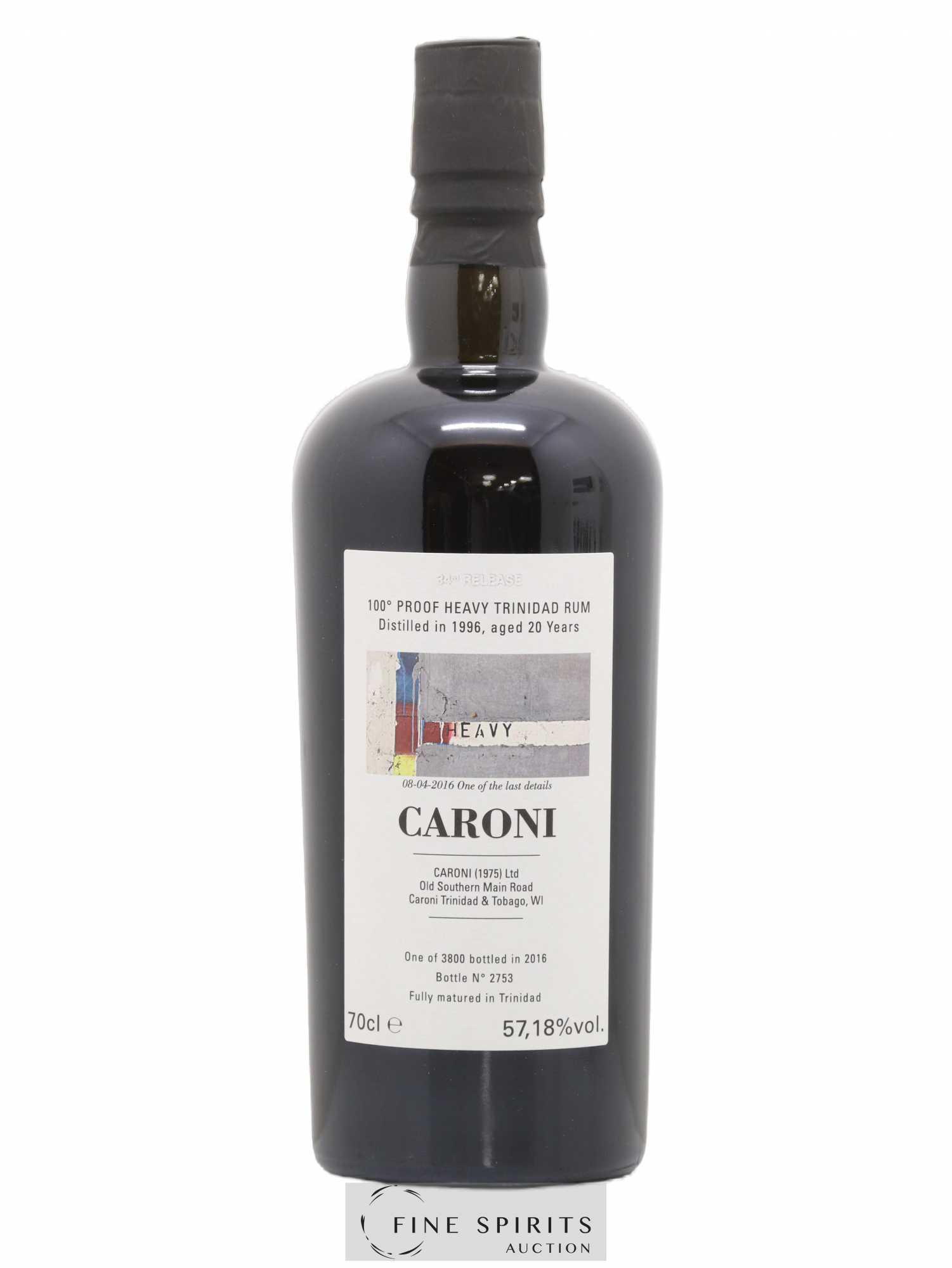Caroni 20 years 1996 Velier The Heavy Wall 100° Proof 34th Release - One of 3800 - bottled 2016 Special Release - Lot de 1 bouteille - 1
