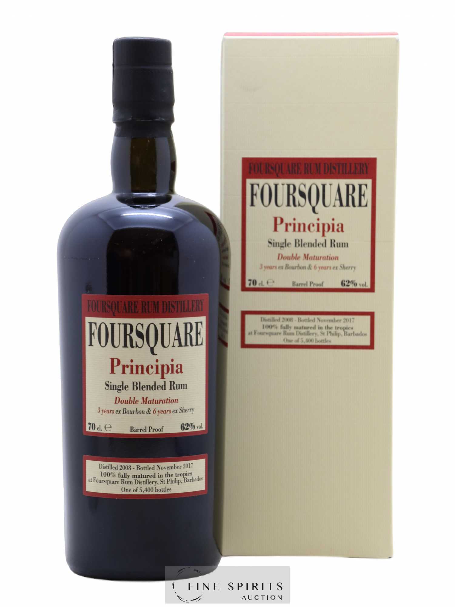 Foursquare 9 years 2008 Velier Principia Barrel Proof - One of 5400 - bottled 2017 Double Maturation - Lot de 1 bouteille - 0