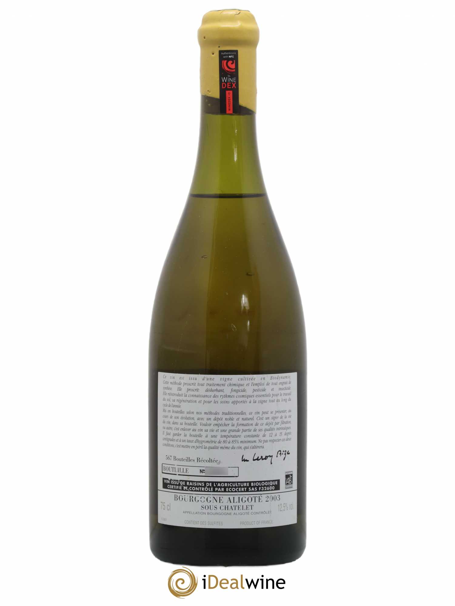 Bourgogne Aligoté Sous Chatelet d'Auvenay (Domaine) 2003 - Lot de 1 bouteille - 1