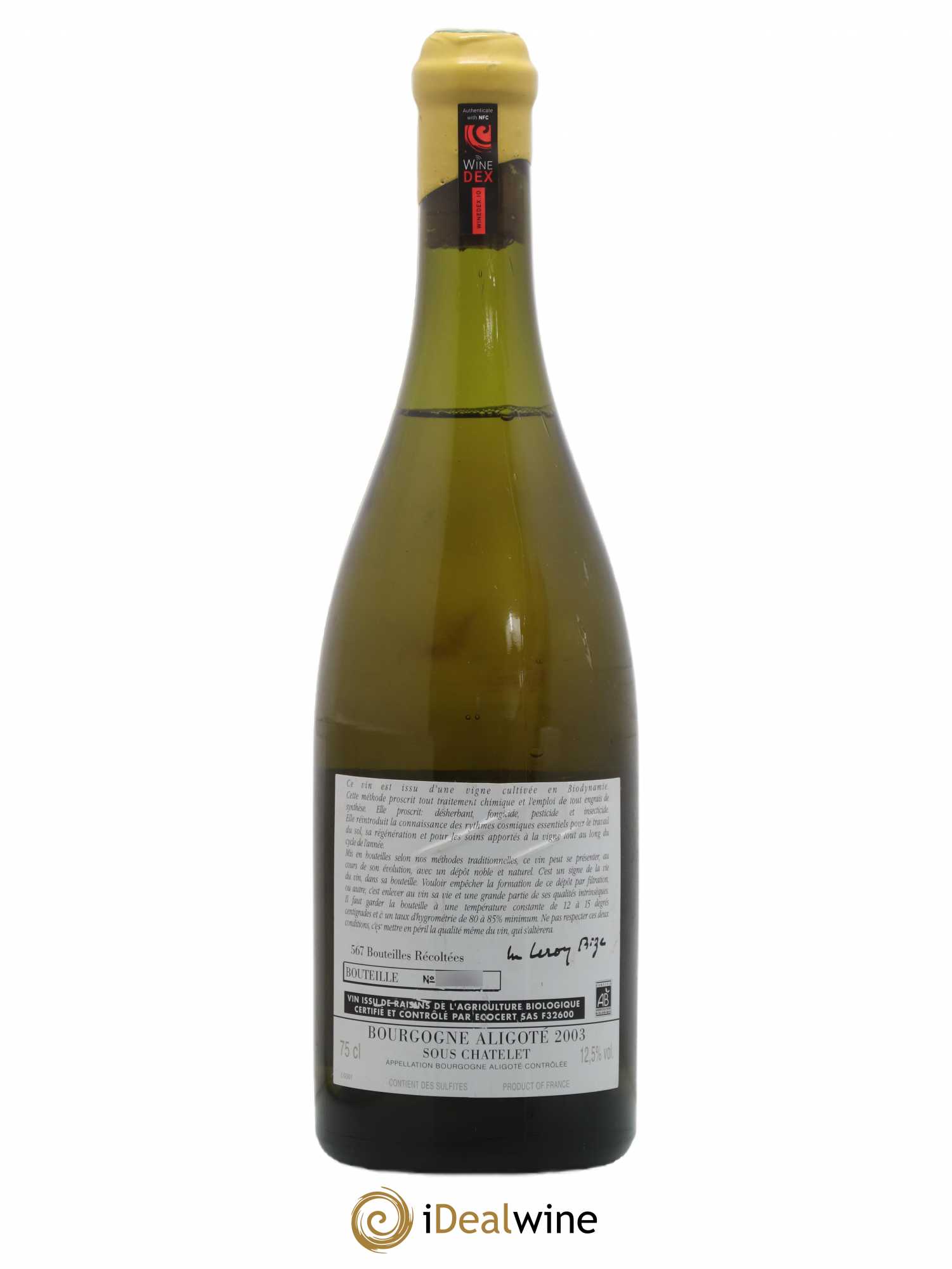 Bourgogne Aligoté Sous Chatelet d'Auvenay (Domaine) 2003 - Lot de 1 bouteille - 1