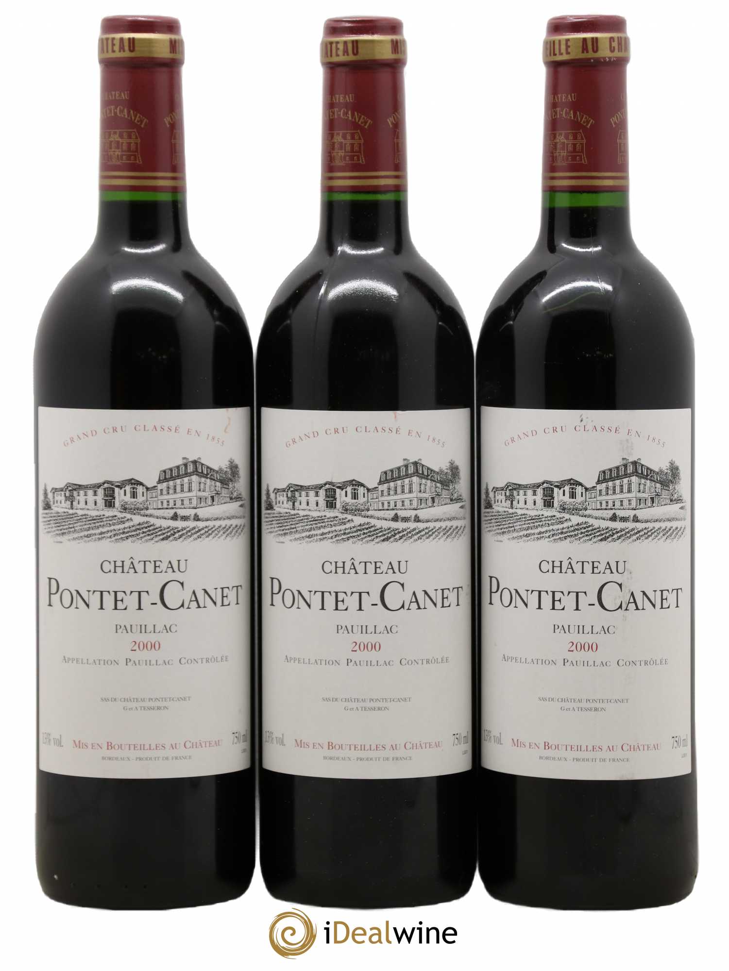 Château Pontet Canet 5ème Grand Cru Classé 2000 - Lot de 3 bouteilles - 0