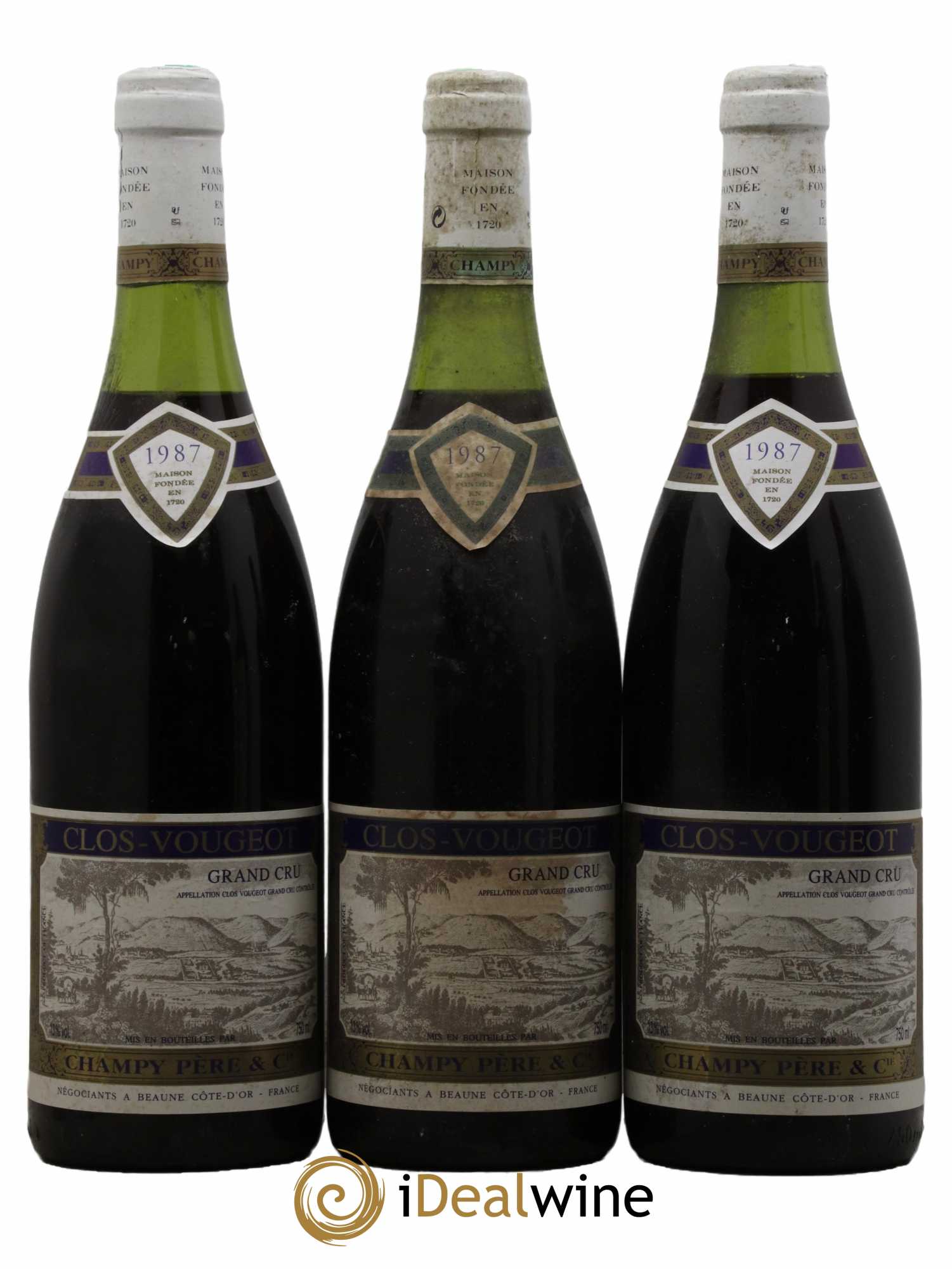 Clos de Vougeot Grand Cru Maison Champy 1987 - Lot de 3 bouteilles - 0