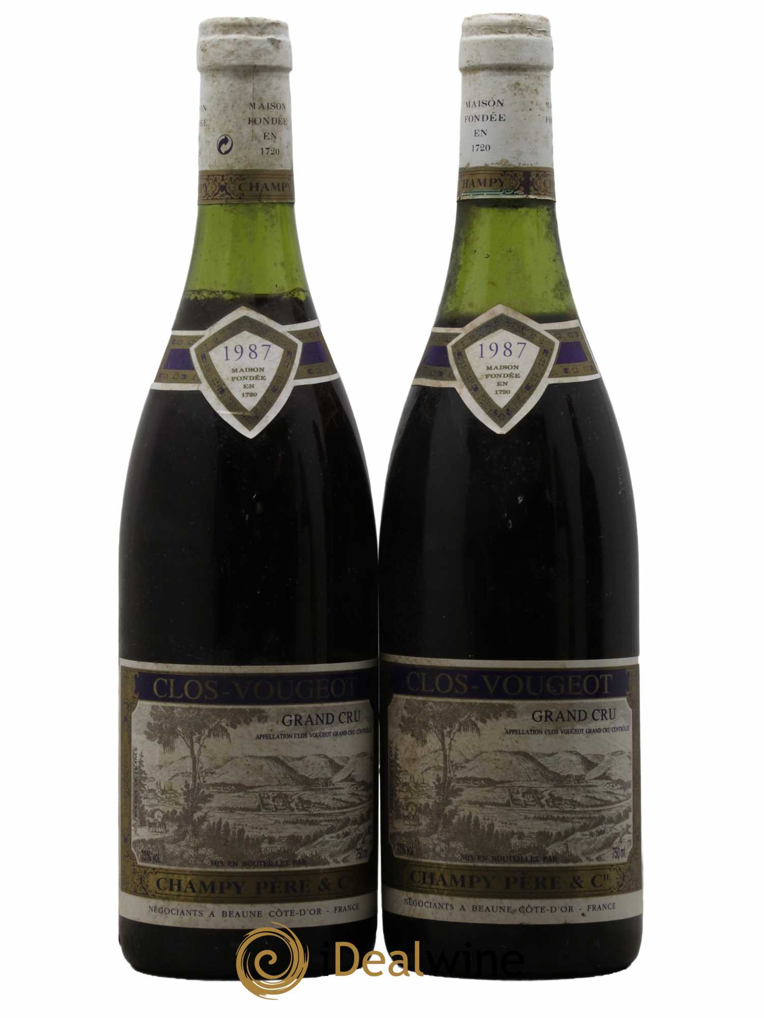 Clos de Vougeot Grand Cru Maison Champy 1987 - Lot de 2 bouteilles - 0