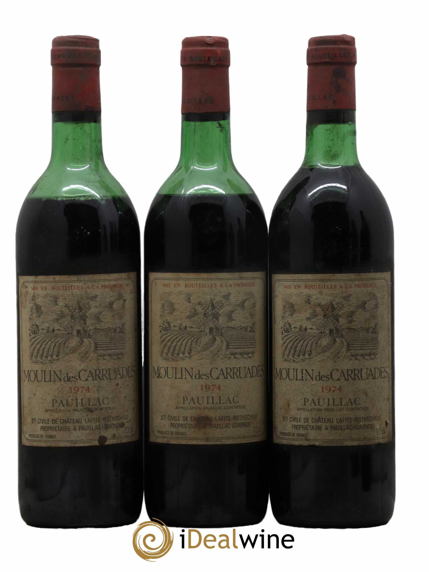 Moulin des Carruades Second Vin 1974 - Lot de 3 bouteilles - 0