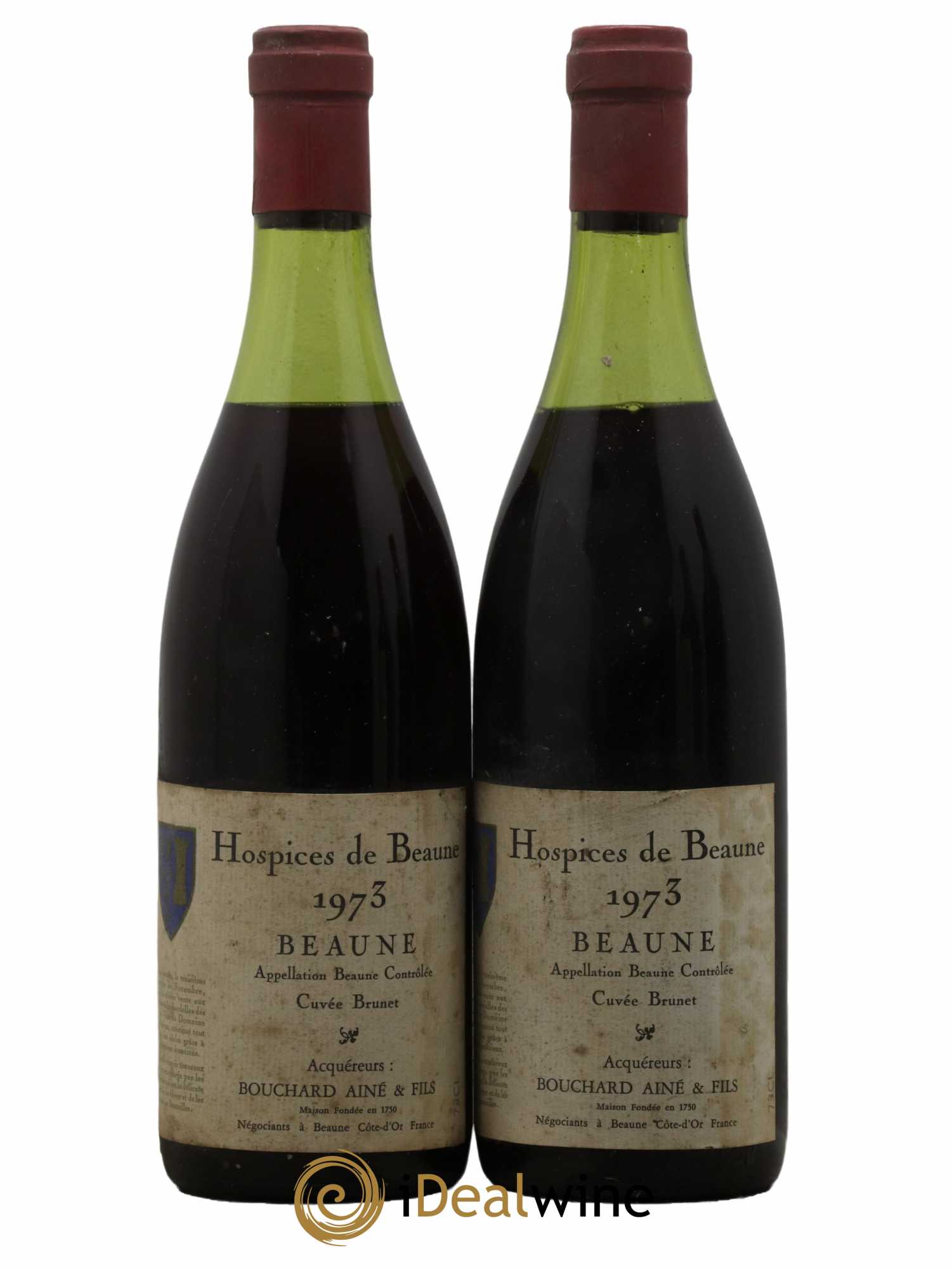 Beaune 1er Cru Cuvée Brunet Hospices de Beaune Bouchard Ainé & Fils 1973 - Lot de 2 bouteilles - 0