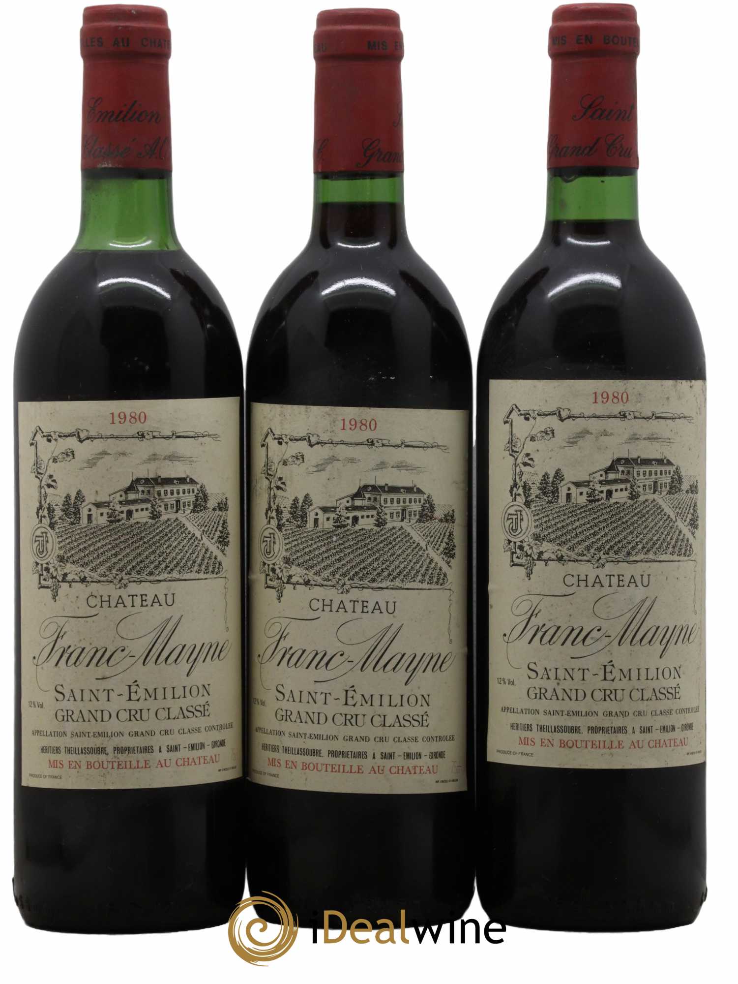 Château Franc Mayne Grand Cru Classé 1980 - Lot de 3 bouteilles - 0