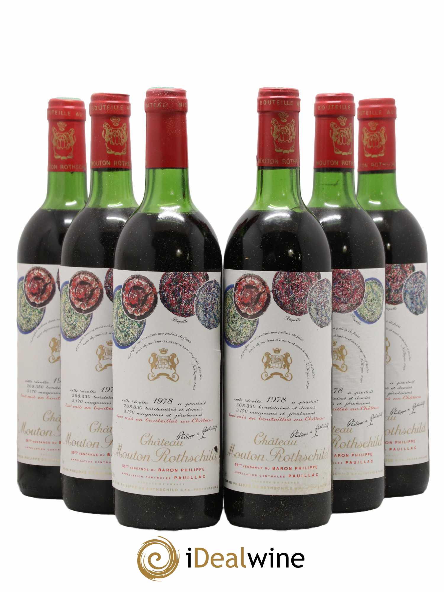 Château Mouton Rothschild 1er Grand Cru Classé 1978 - Lot de 6 bouteilles - 0
