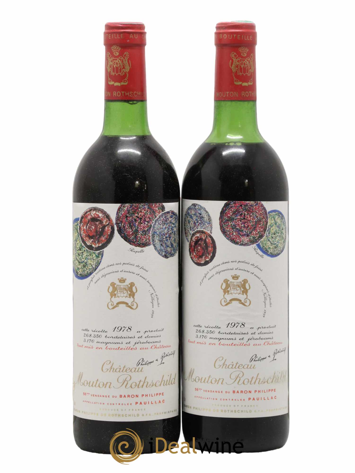 Château Mouton Rothschild 1er Grand Cru Classé 1978 - Lot de 2 bouteilles - 0