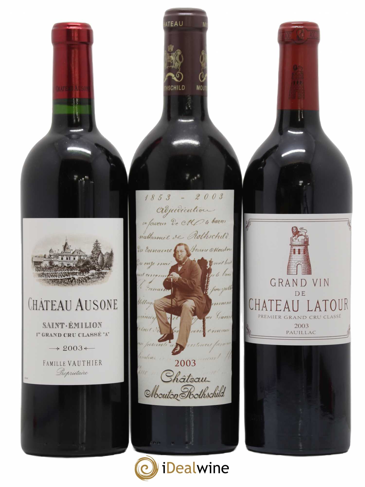 Caisse Collection Duclot 2003 Petrus, Lafite Rothschild, Mouton Rothschild, Latour, Margaux, Cheval Blanc, Haut Brion, Mission Haut Brion, Ausone 2003 - Lot of 9 bottles - 2
